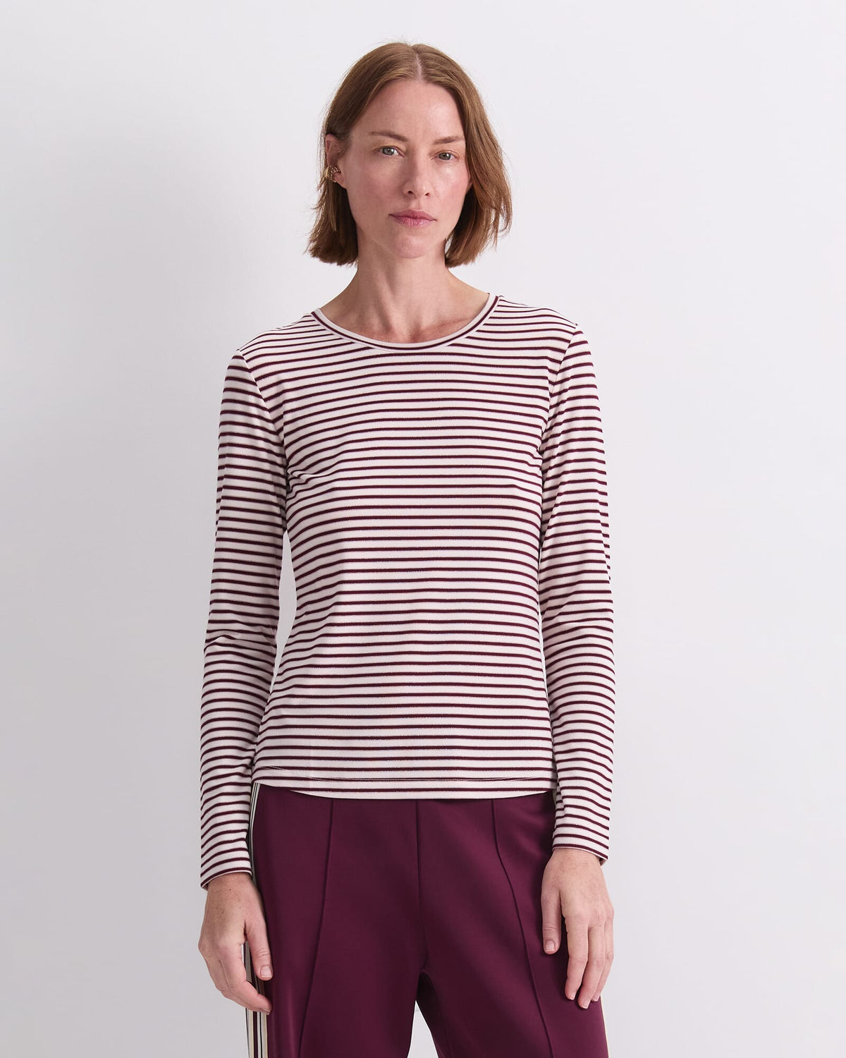 Stripe Lurex Long Sleeve Magic Tee