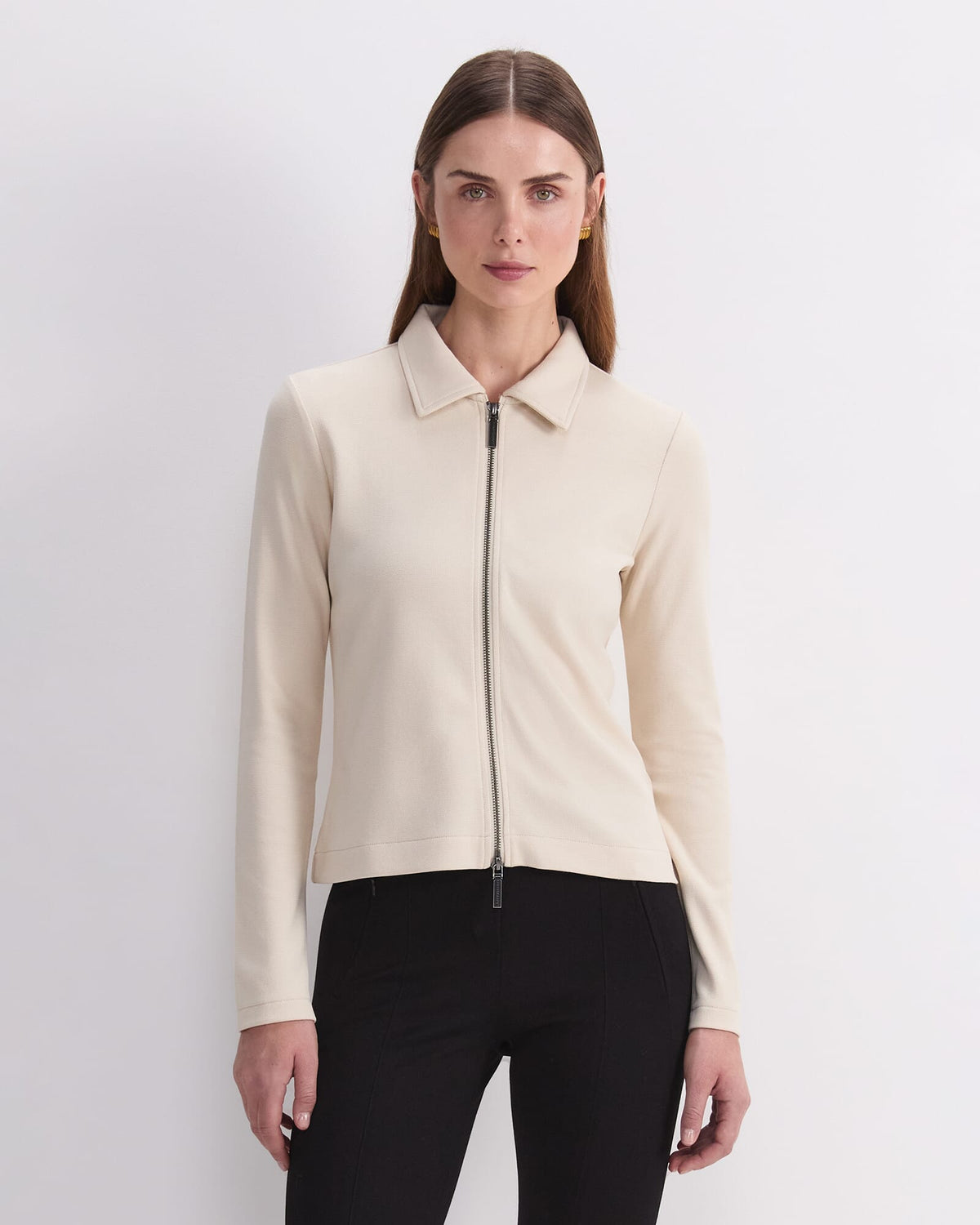 Long Sleeve Zip Through Top