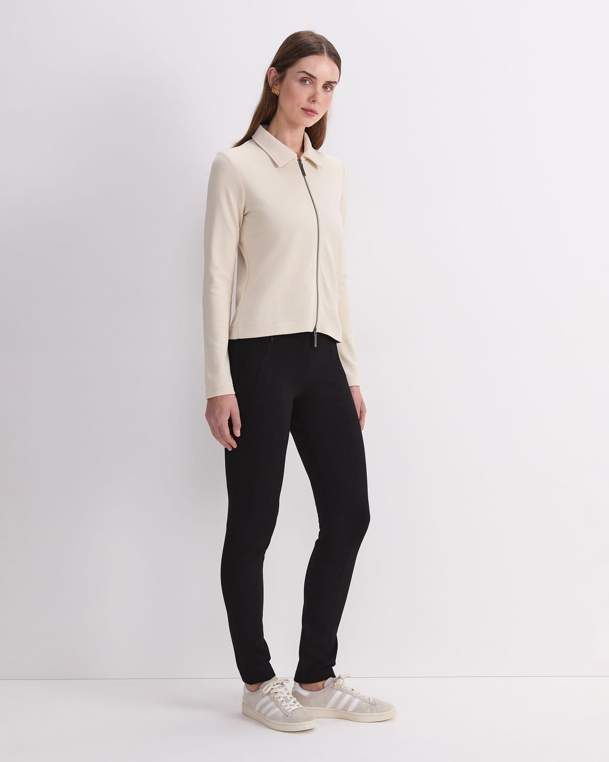 Long Sleeve Zip Through Top