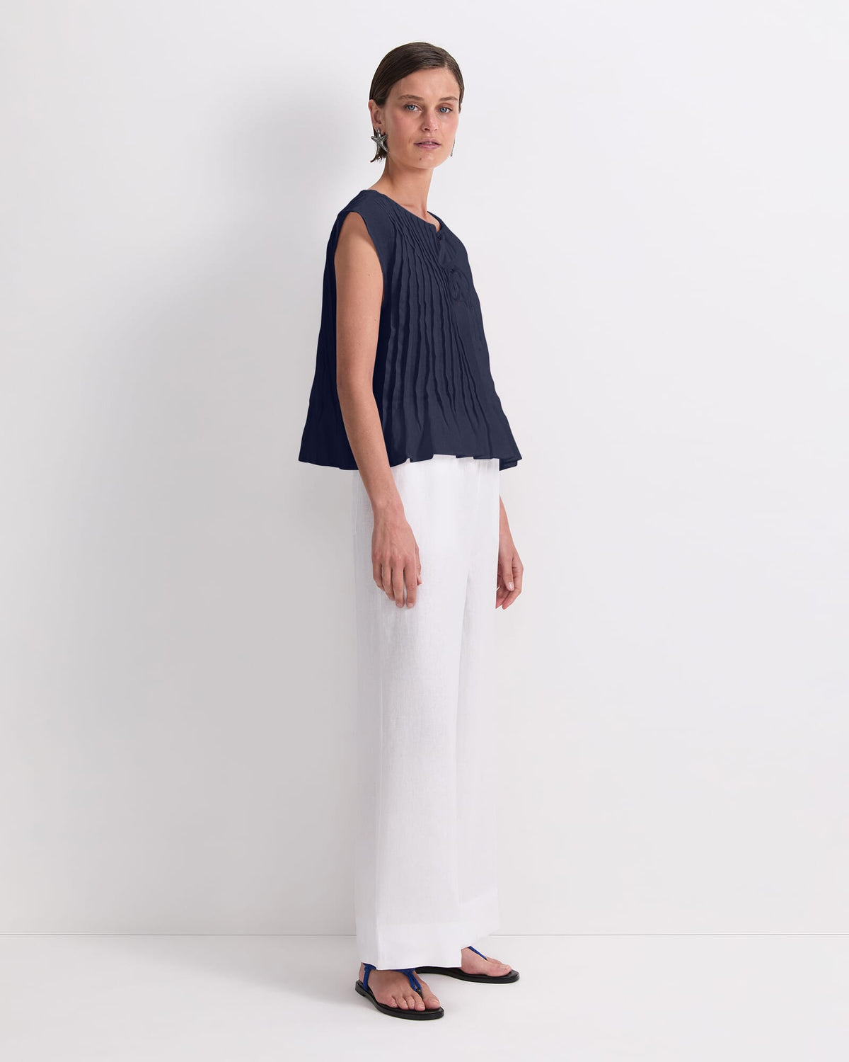 Ariana Pintuck Linen Blouse