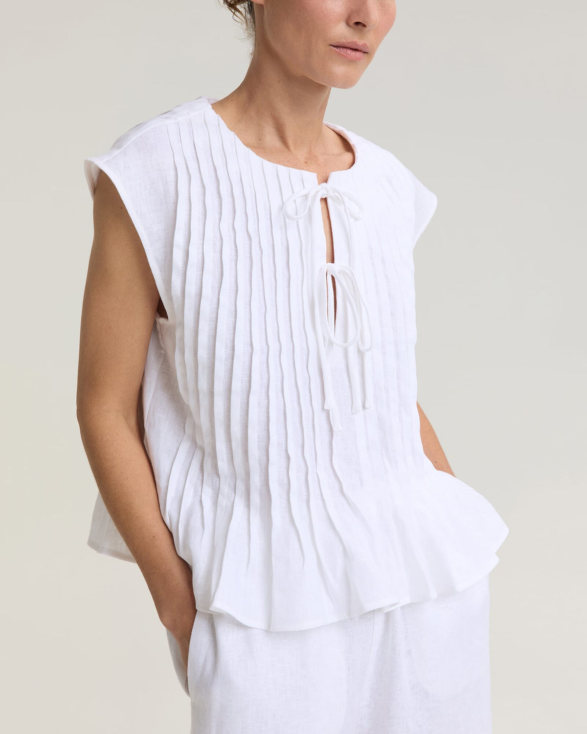 Ariana Pintuck Linen Blouse