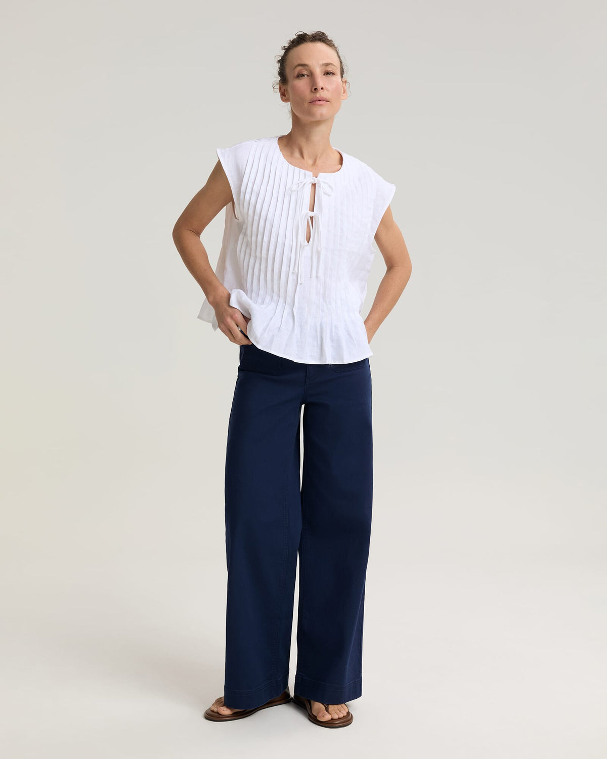 Ariana Pintuck Linen Blouse