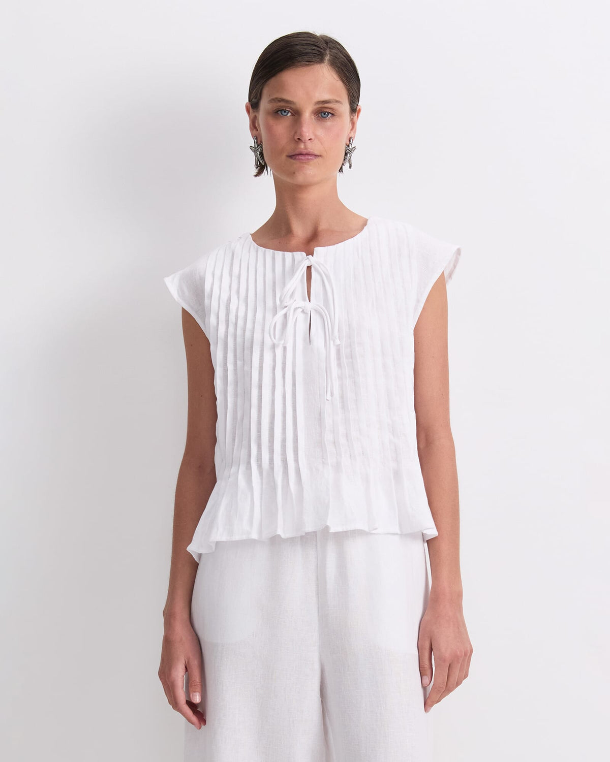 Ariana Pintuck Linen Blouse