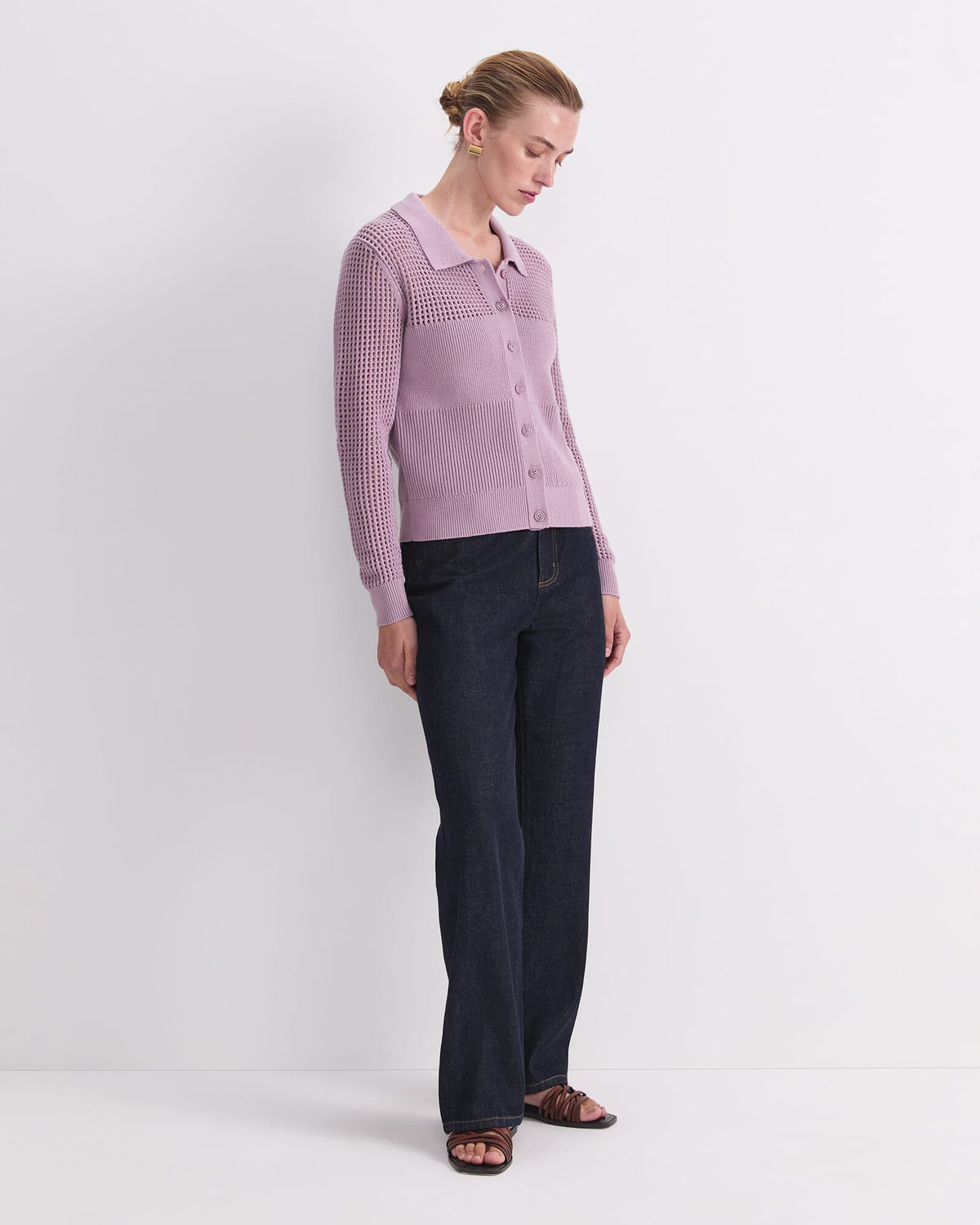 Elka Pointelle Shirt Cardigan