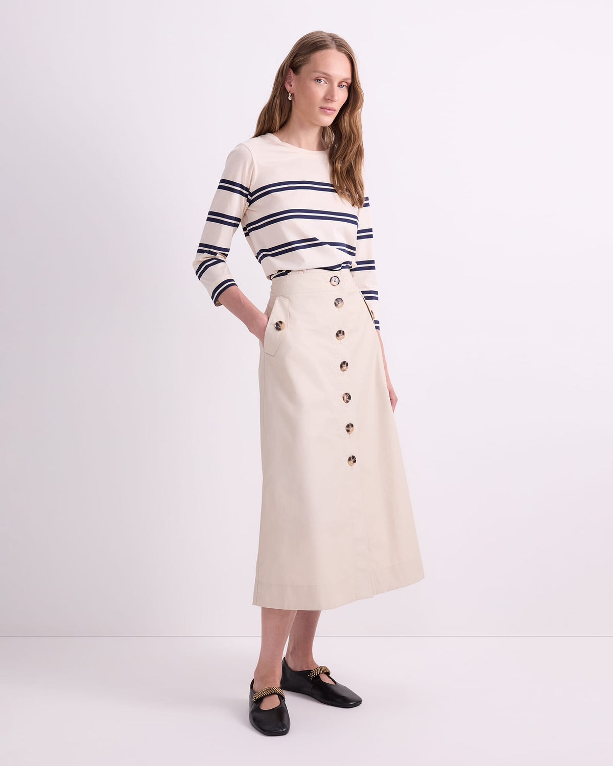 Audrey Button Through Skirt