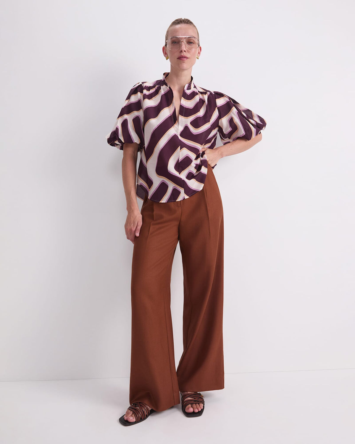 Penny Short Sleeve Cotton Silk Blouse