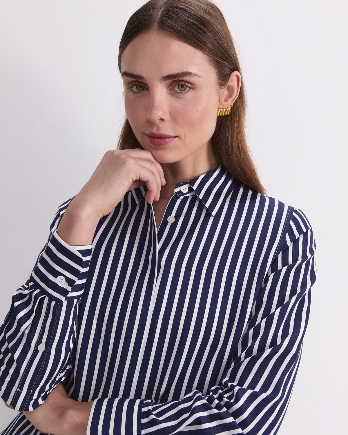 Hannah Stripe Cotton Silk Shirt