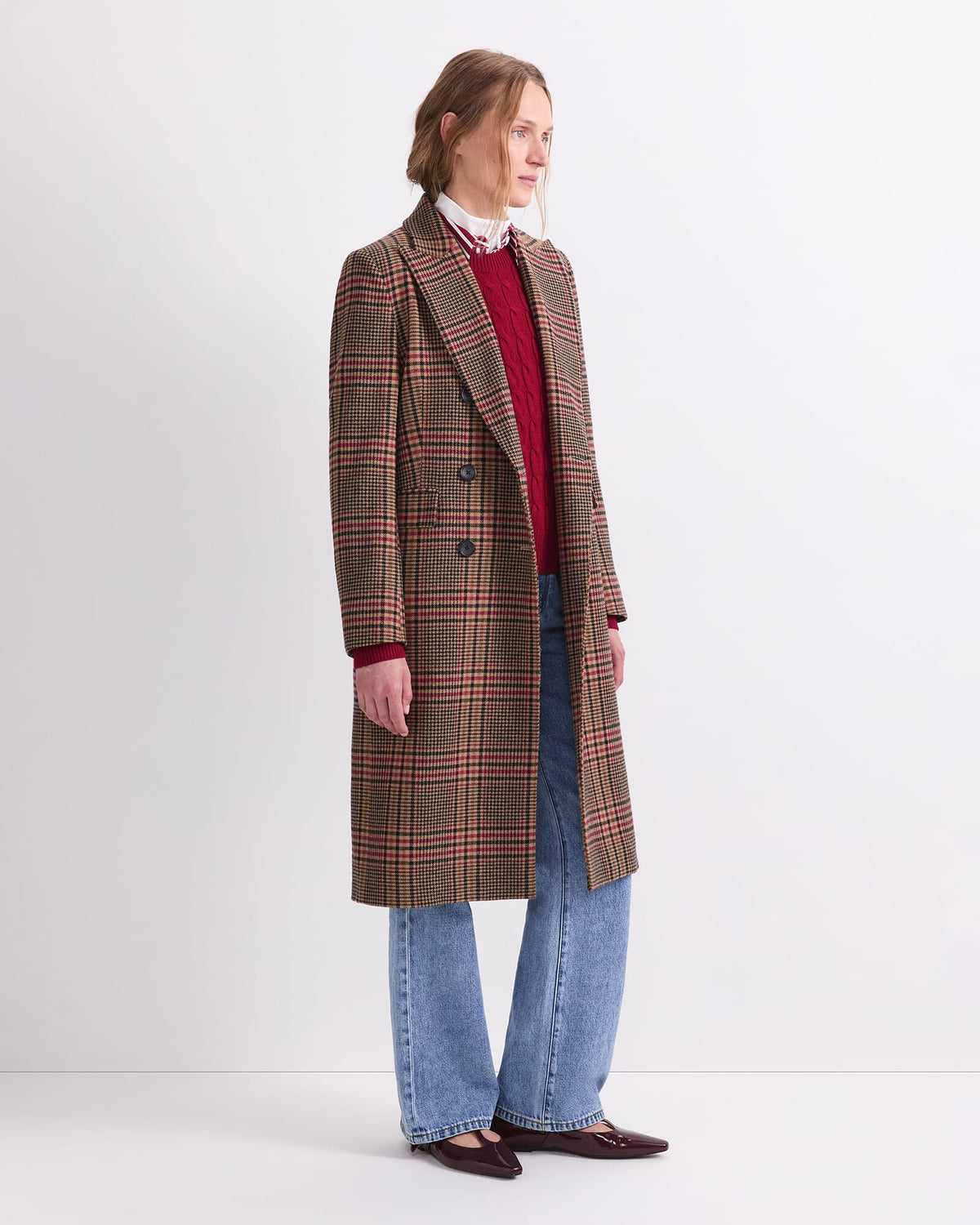 Gia Double Breasted Check Coat