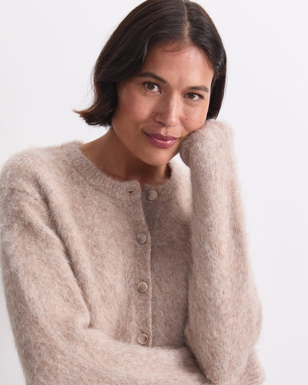 Alpaca Blend Cropped Cardigan