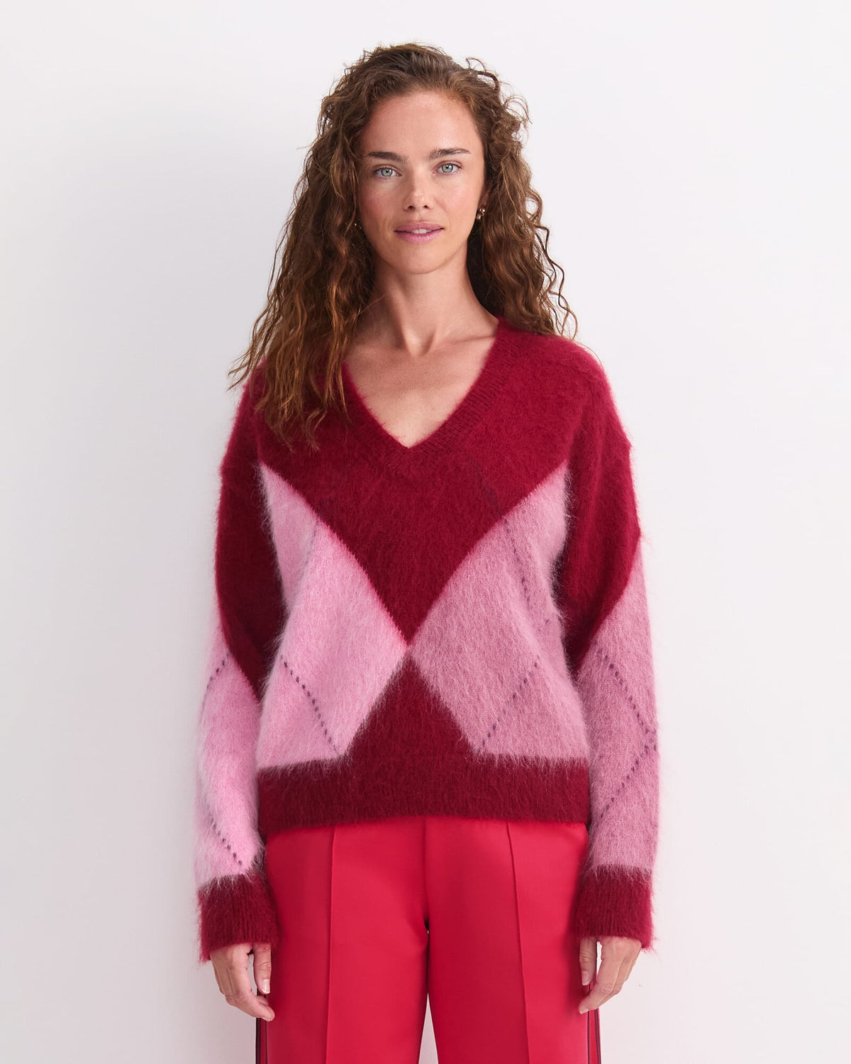 Tatiana Mohair Argyle Knit