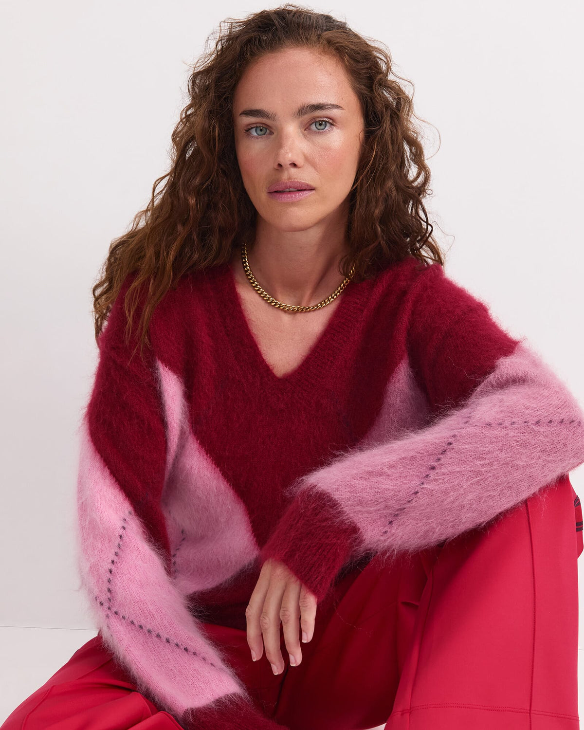 Tatiana Mohair Argyle Knit