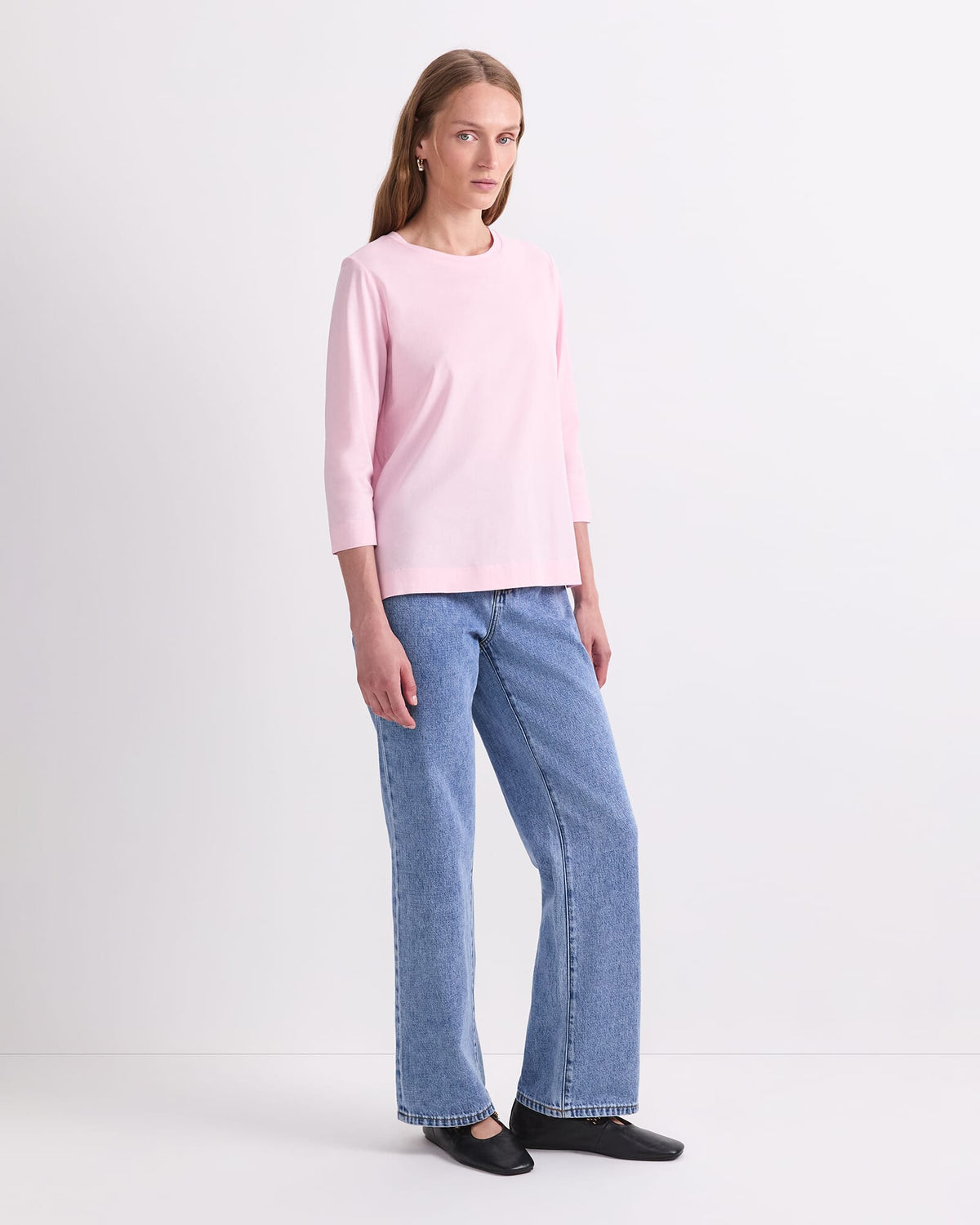 Mercerised Cotton Three Quarter Sleeve Tee