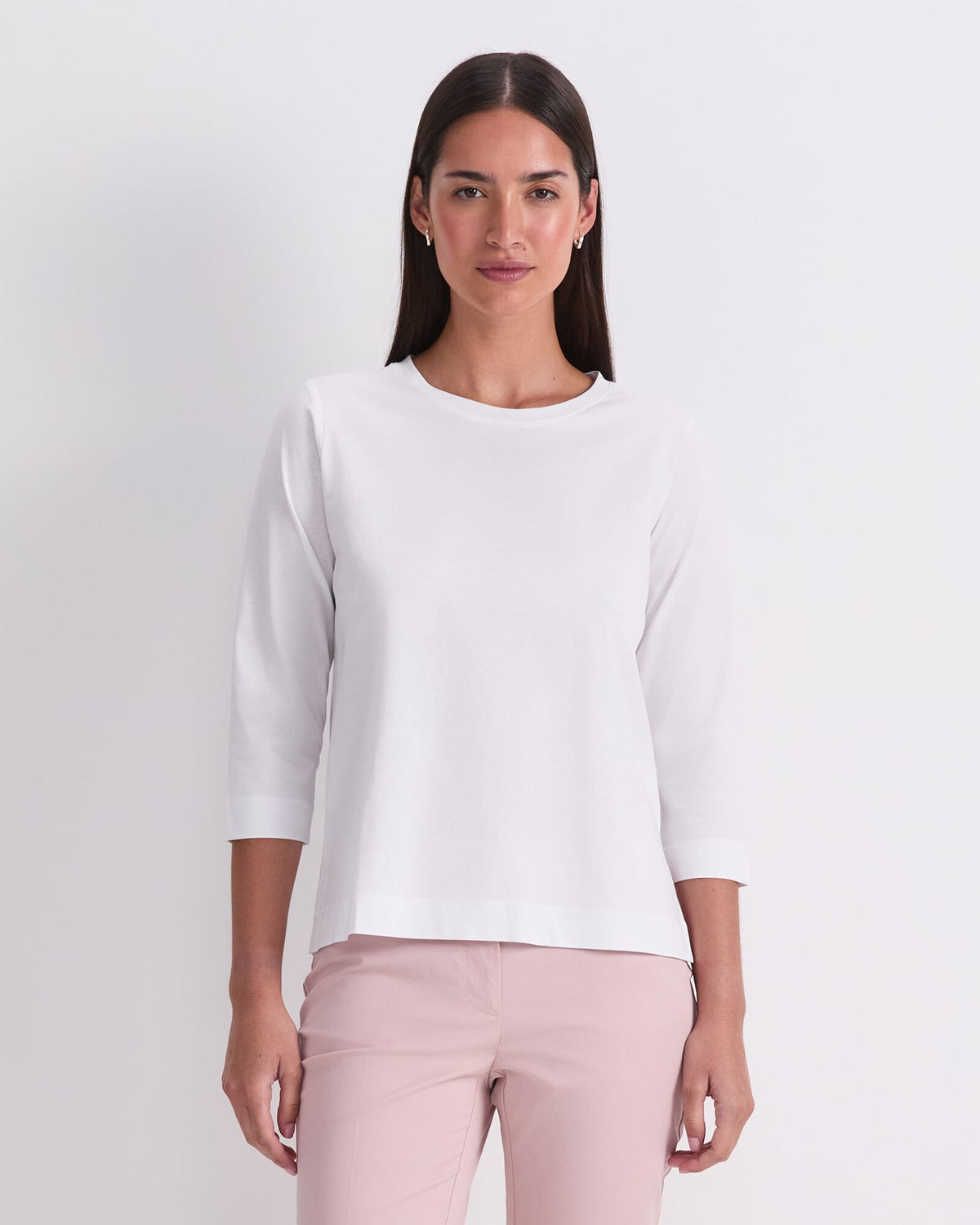 Mercerised Cotton Three Quarter Sleeve Tee