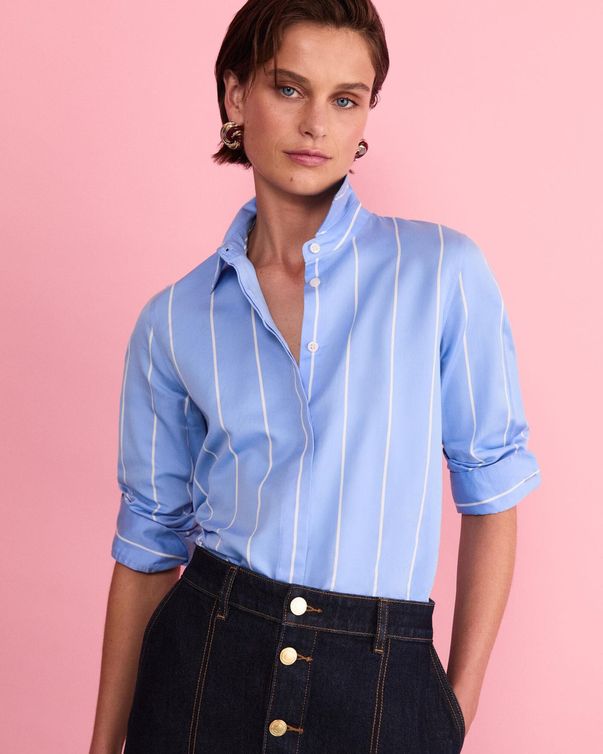 Hannah Stripe Cotton Silk Shirt