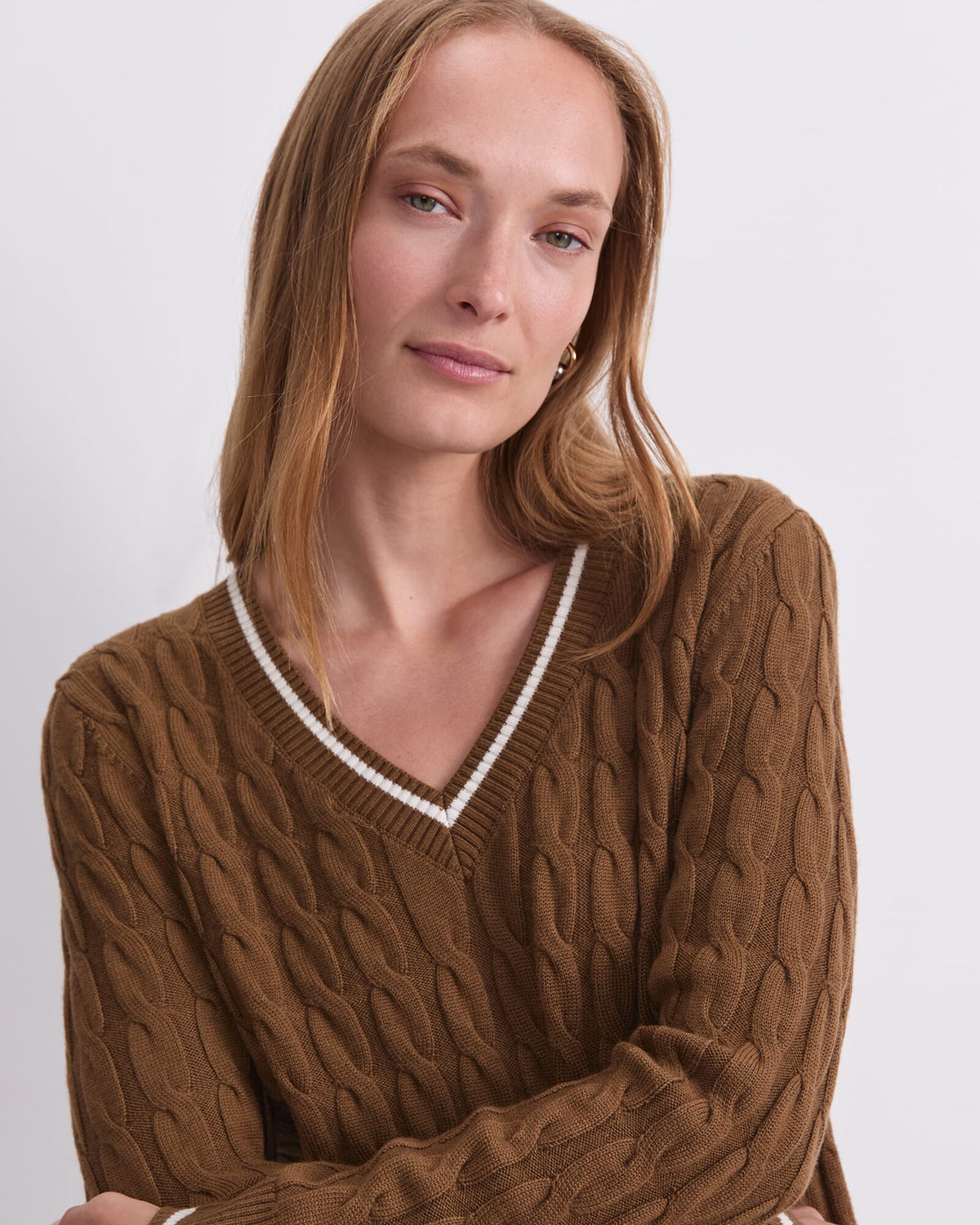 Merino Cable V-Neck Sweater