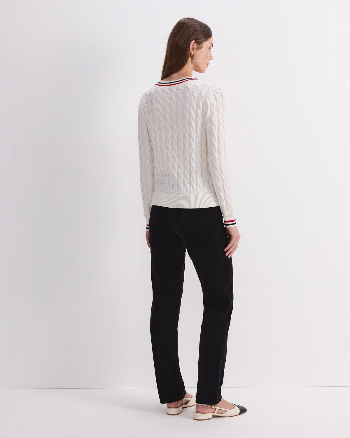 Merino Cable V-Neck Sweater