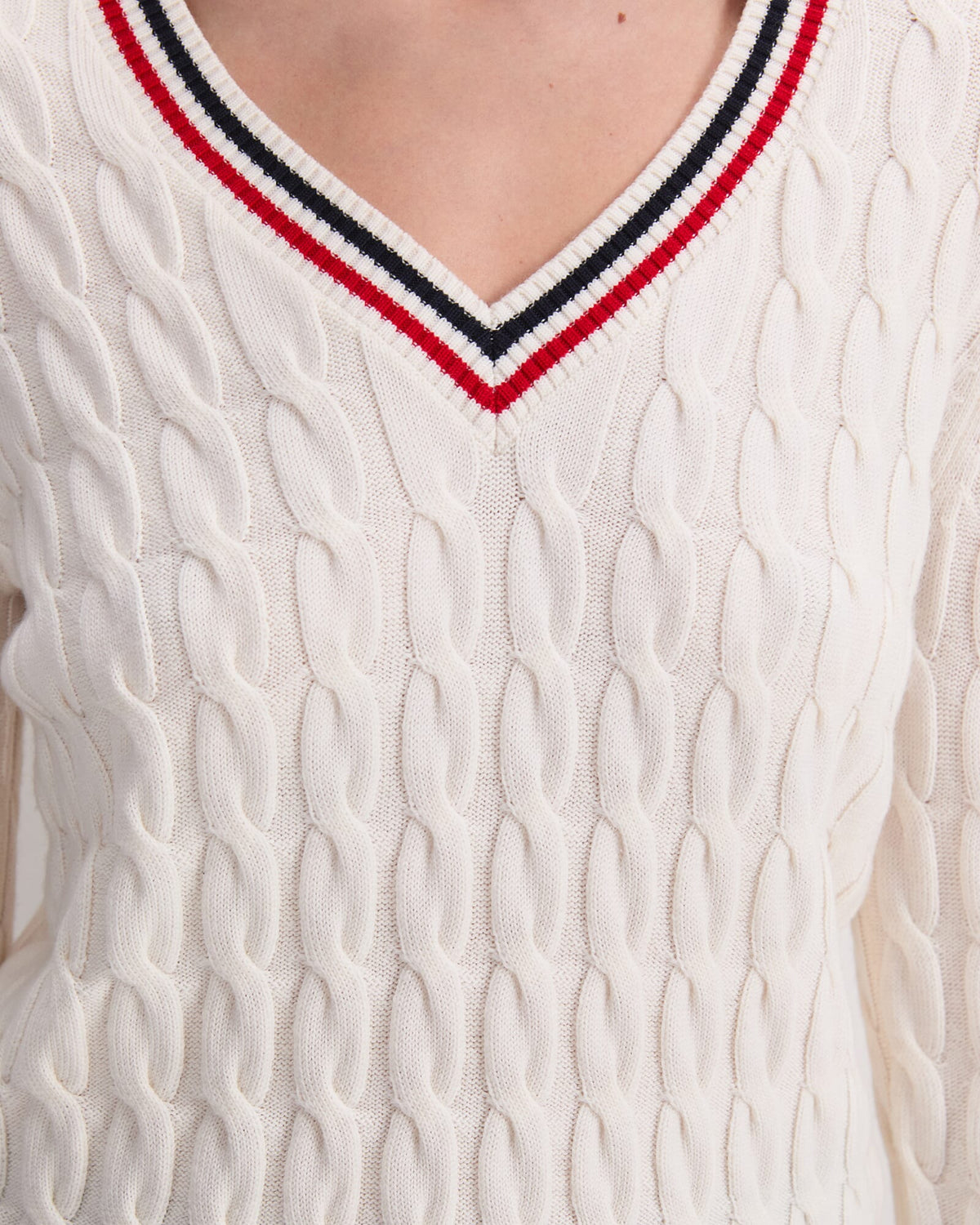 Merino Cable V-Neck Sweater