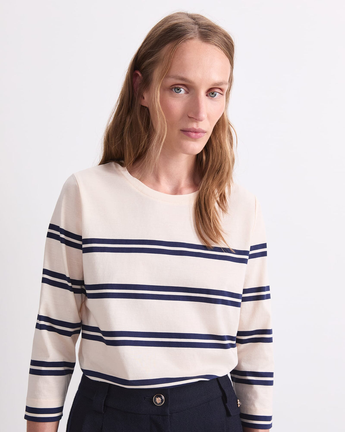 Stripe Half Sleeve Mercerised Tee