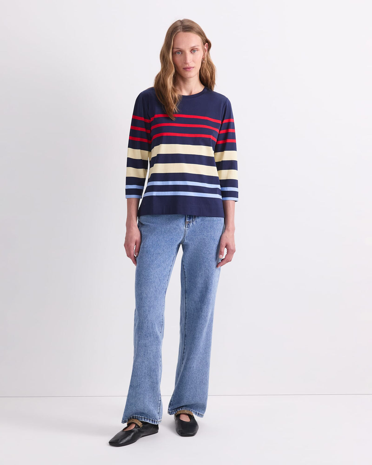 Multi Stripe Half Sleeve Mercerised Tee