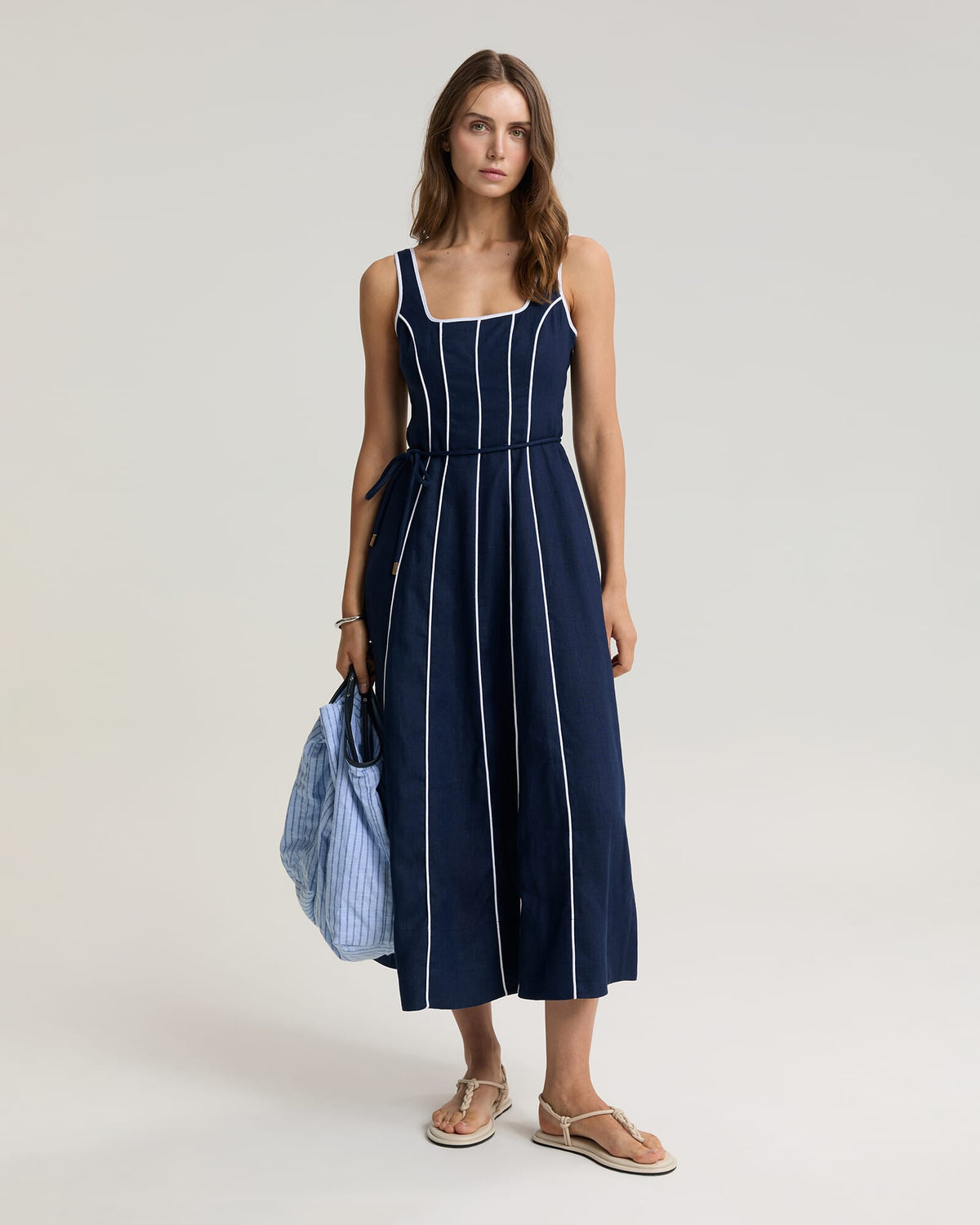Ivy Linen Piping Dress
