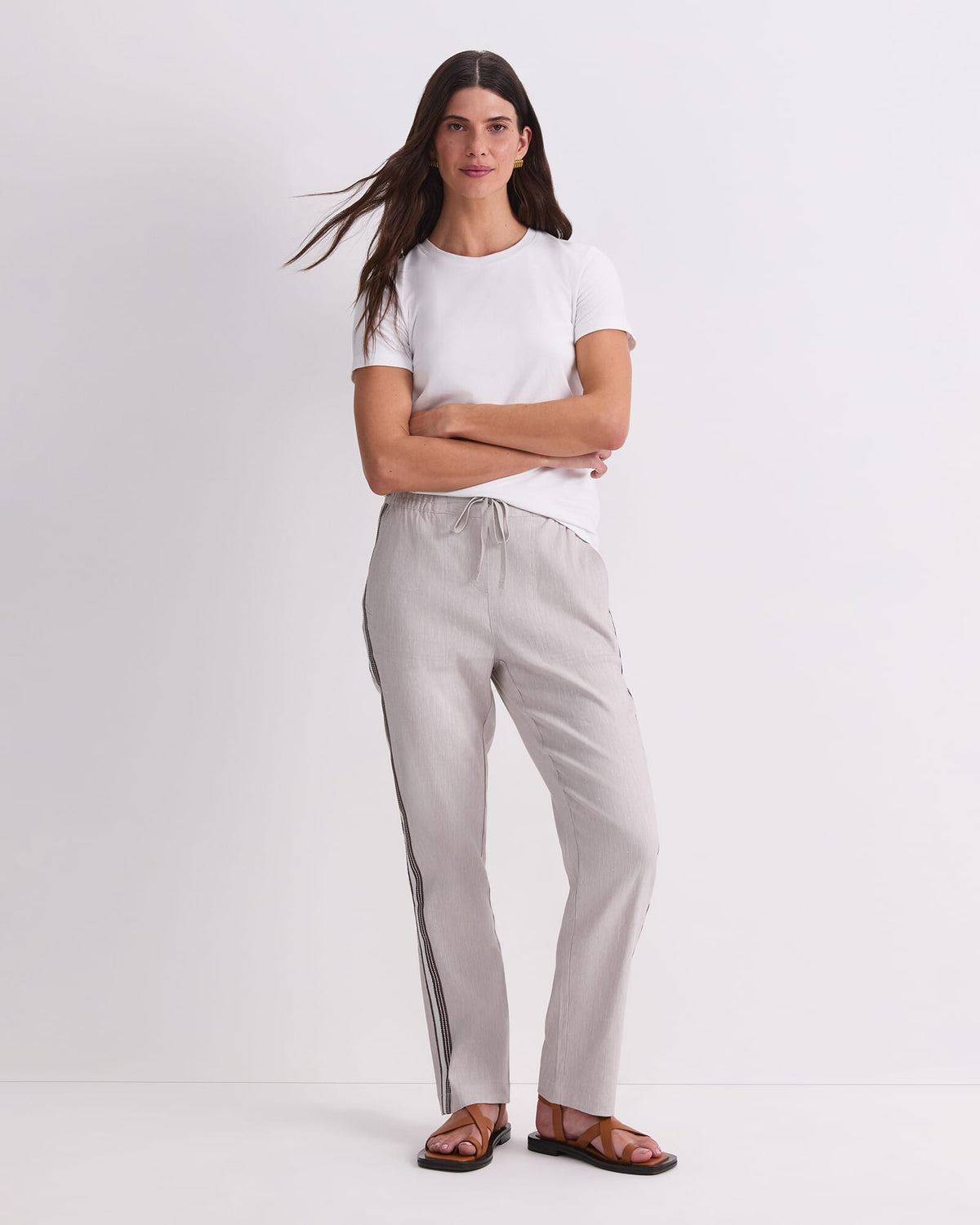 Rosa Side Stripe Linen Pant