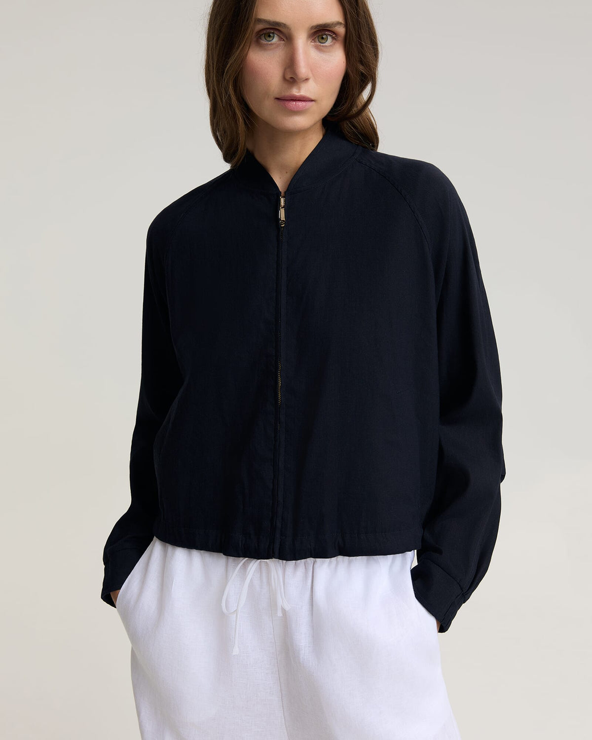 Rosa Linen Bomber Jacket