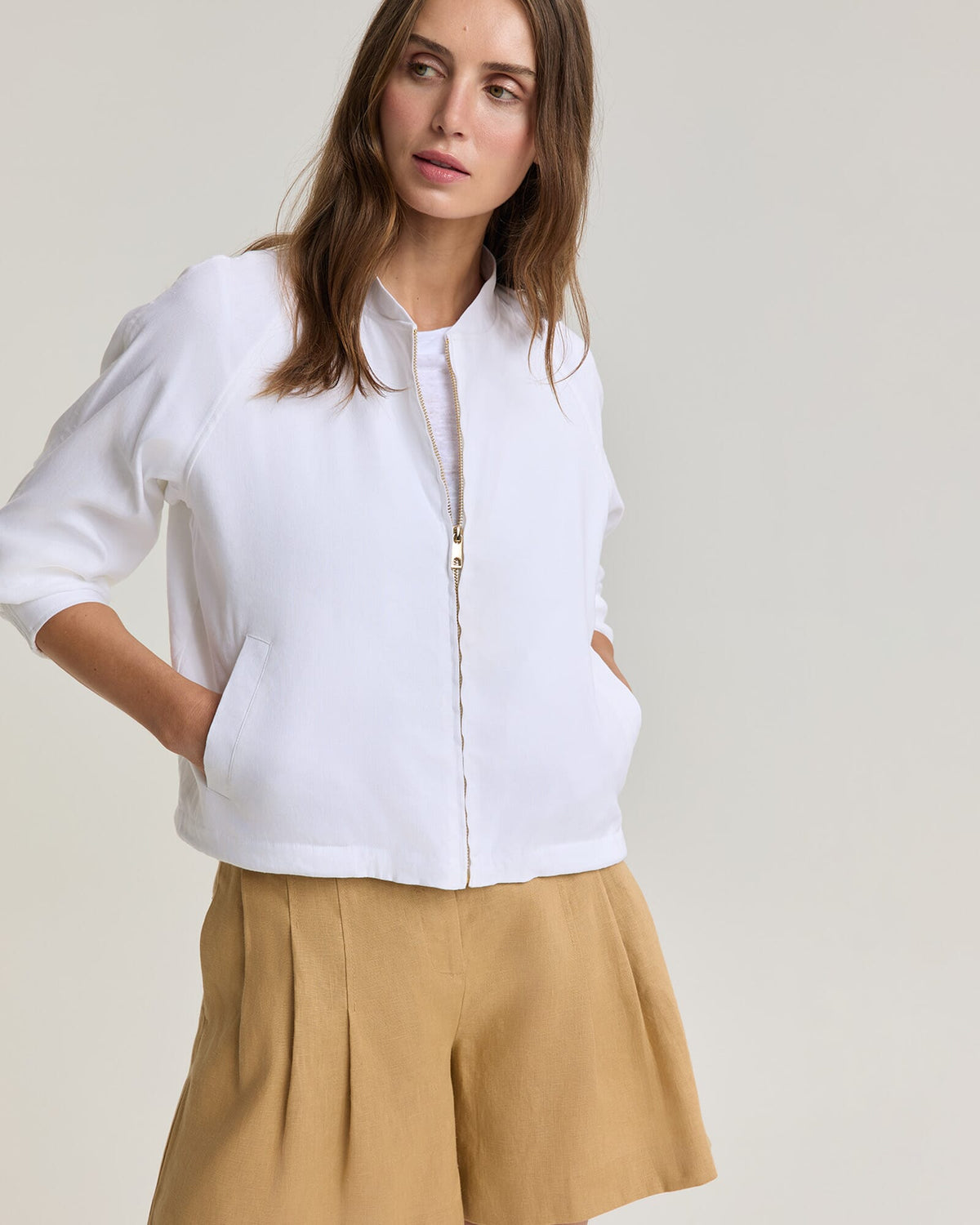 Rosa Linen Bomber Jacket