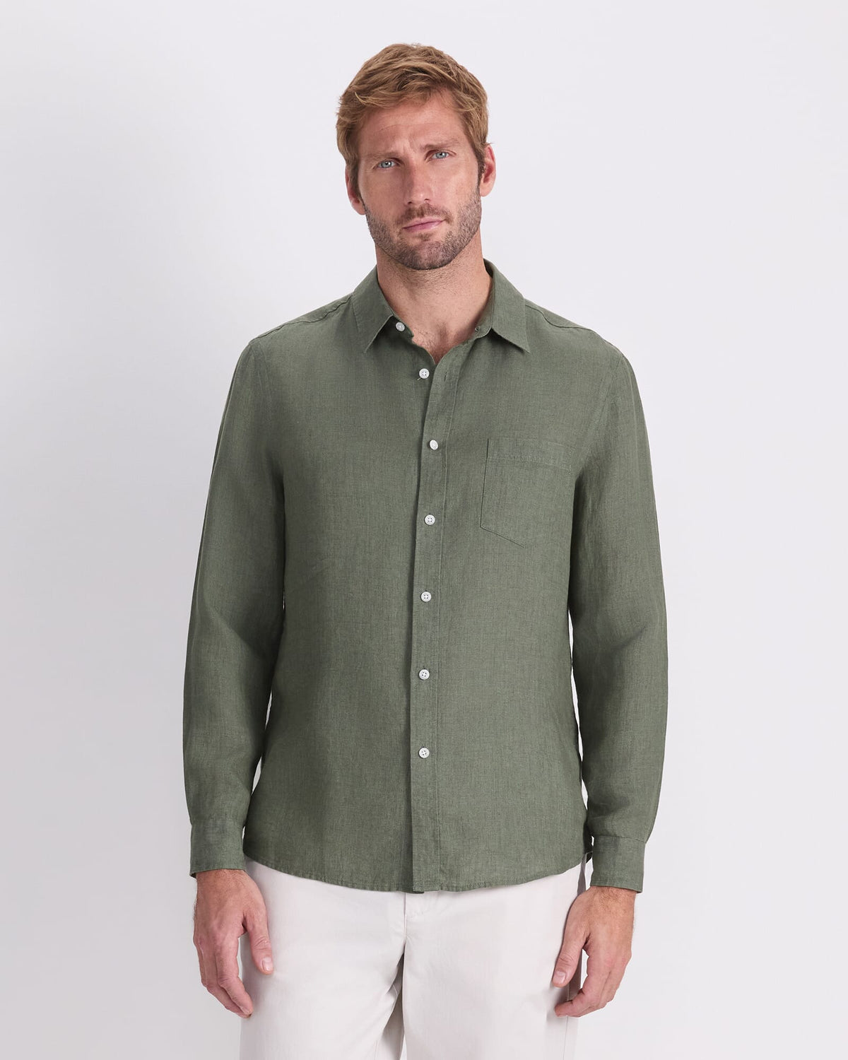 Long Sleeve Linen Yarn-Dyed Shirt