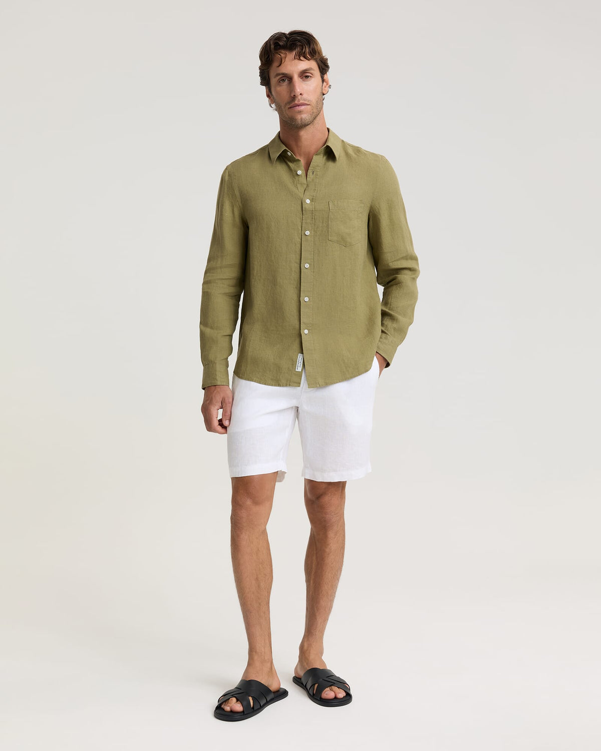 Long Sleeve Linen Yarn-Dyed Shirt