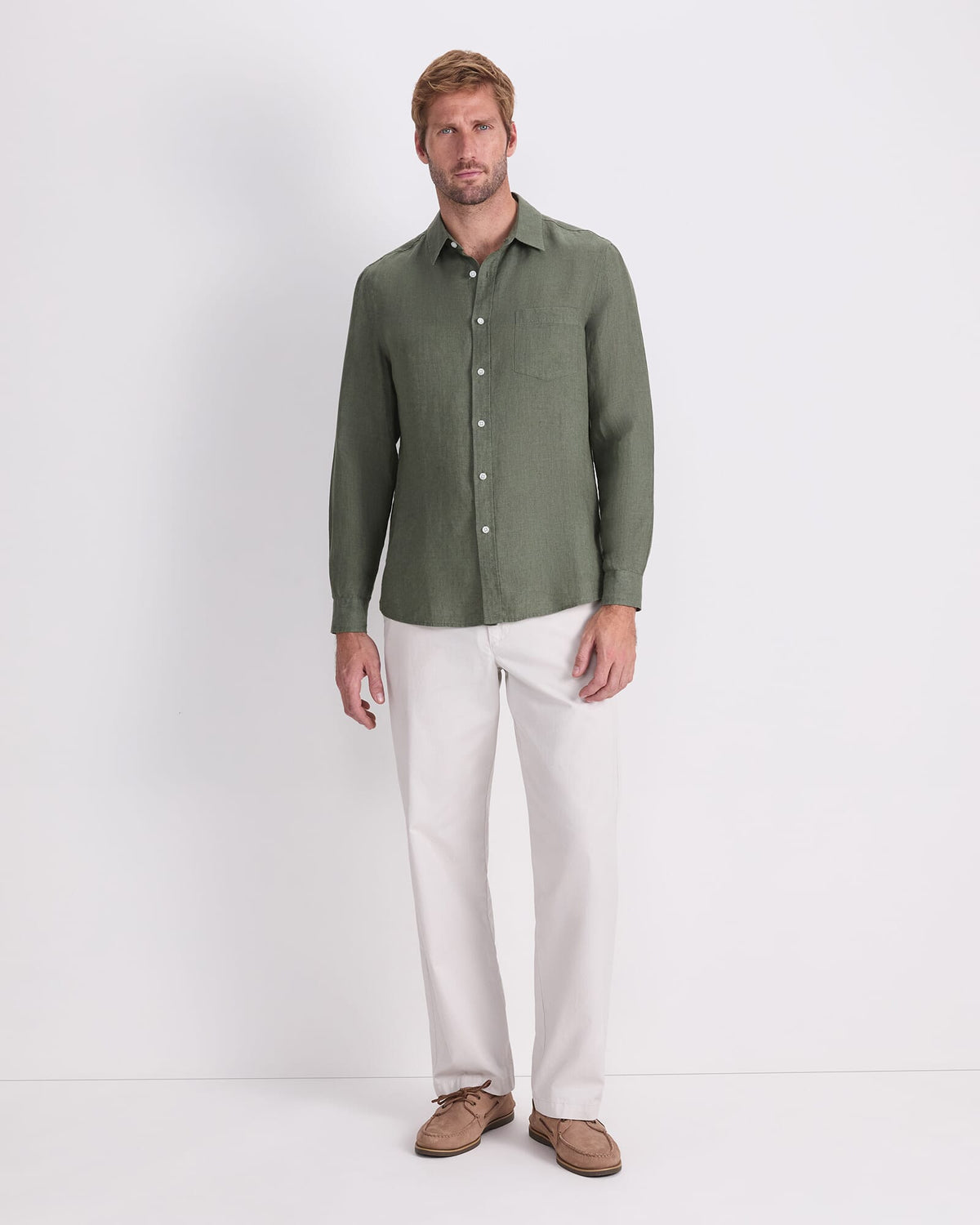 Long Sleeve Linen Yarn-Dyed Shirt