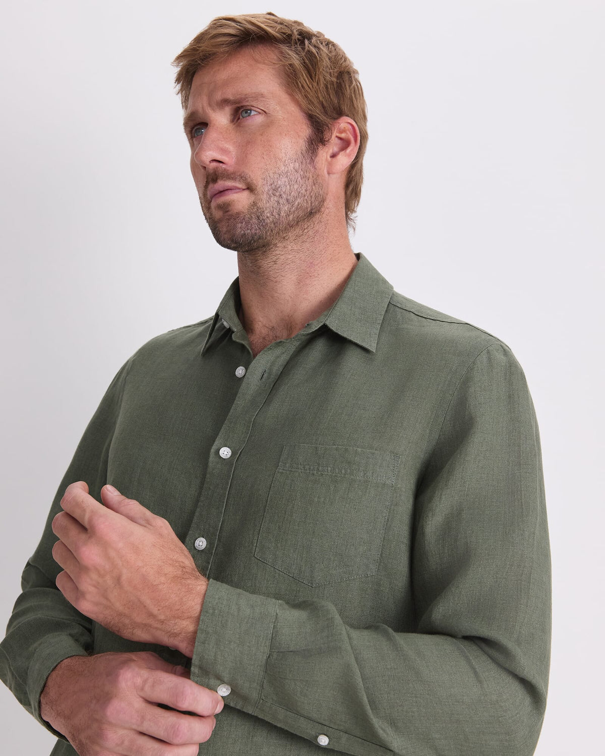 Long Sleeve Linen Yarn-Dyed Shirt