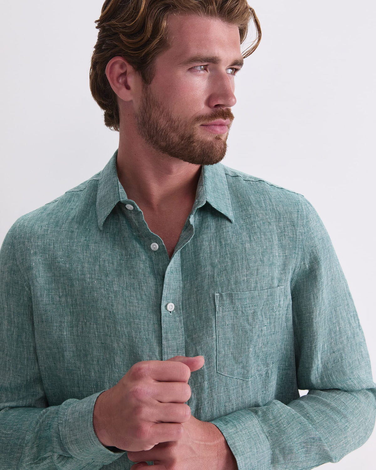 Long Sleeve Linen Yarn-Dyed Shirt