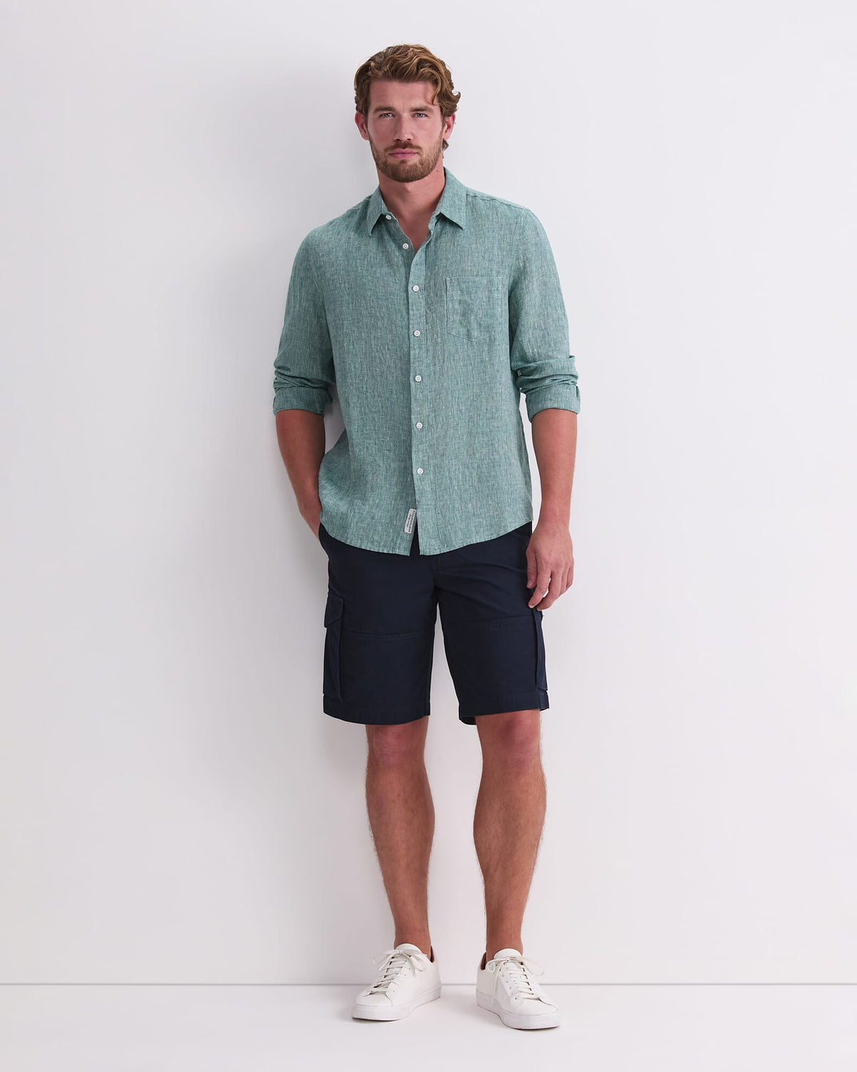 Long Sleeve Linen Yarn-Dyed Shirt
