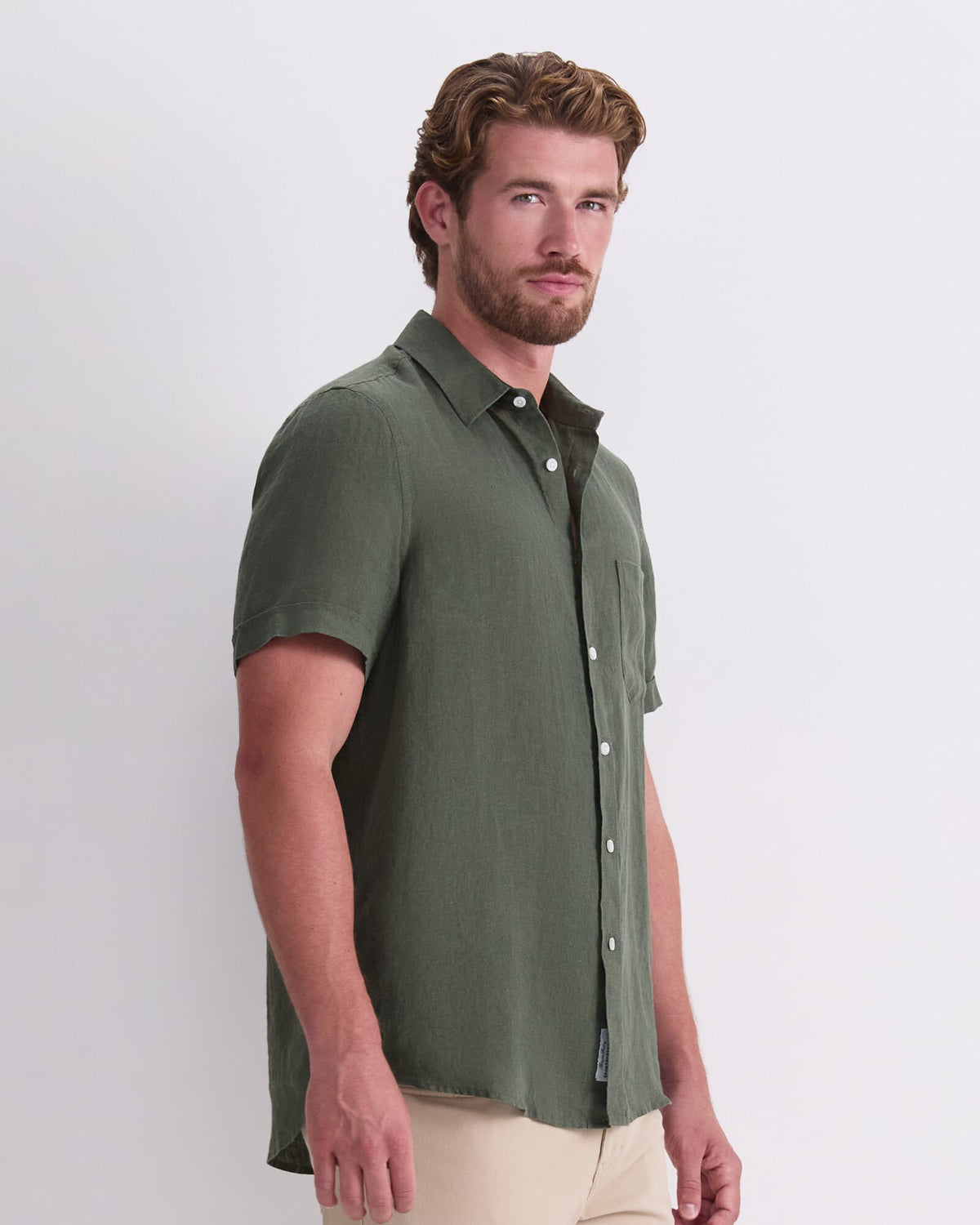Short Sleeve Yarn-Dyed Linen Shirt