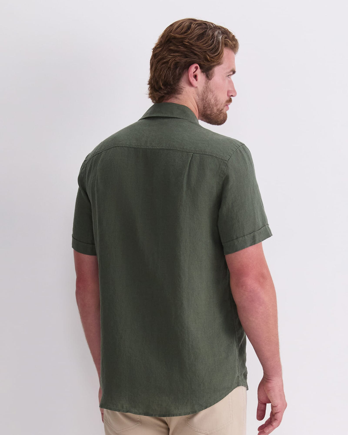 Short Sleeve Yarn-Dyed Linen Shirt