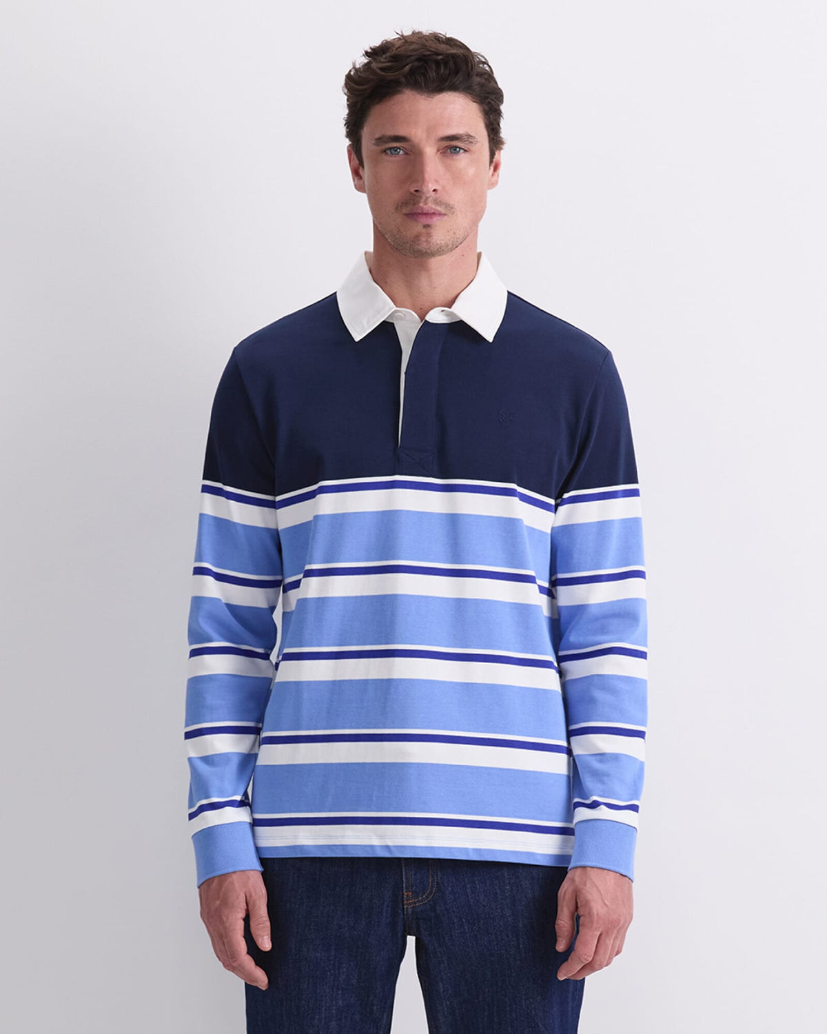 Long Sleeve Stripe Rugby Polo