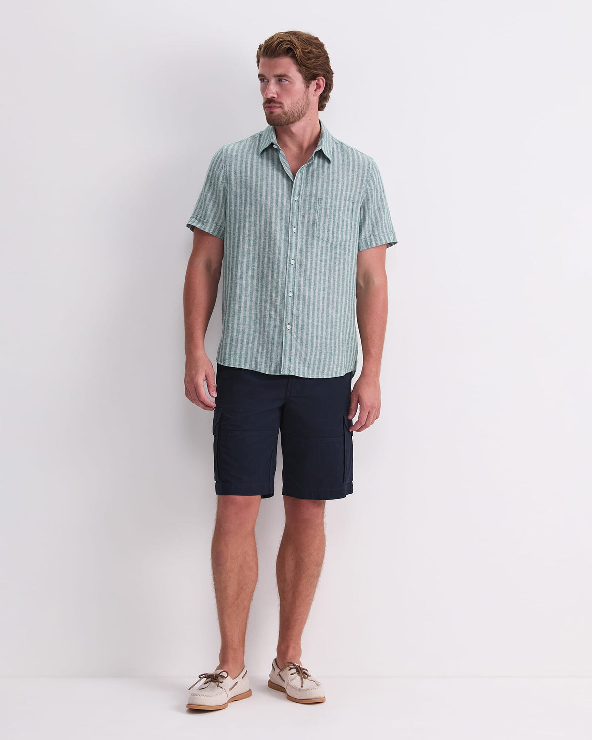 Linen Short Sleeve Stripe Shirt