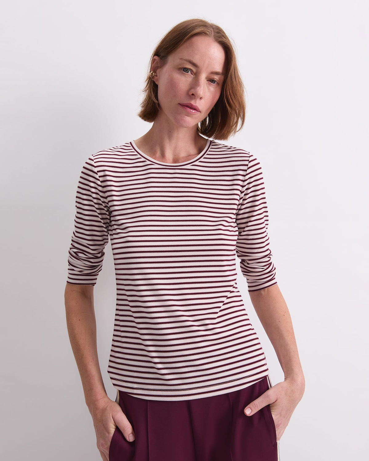 Stripe Lurex Long Sleeve Magic Tee