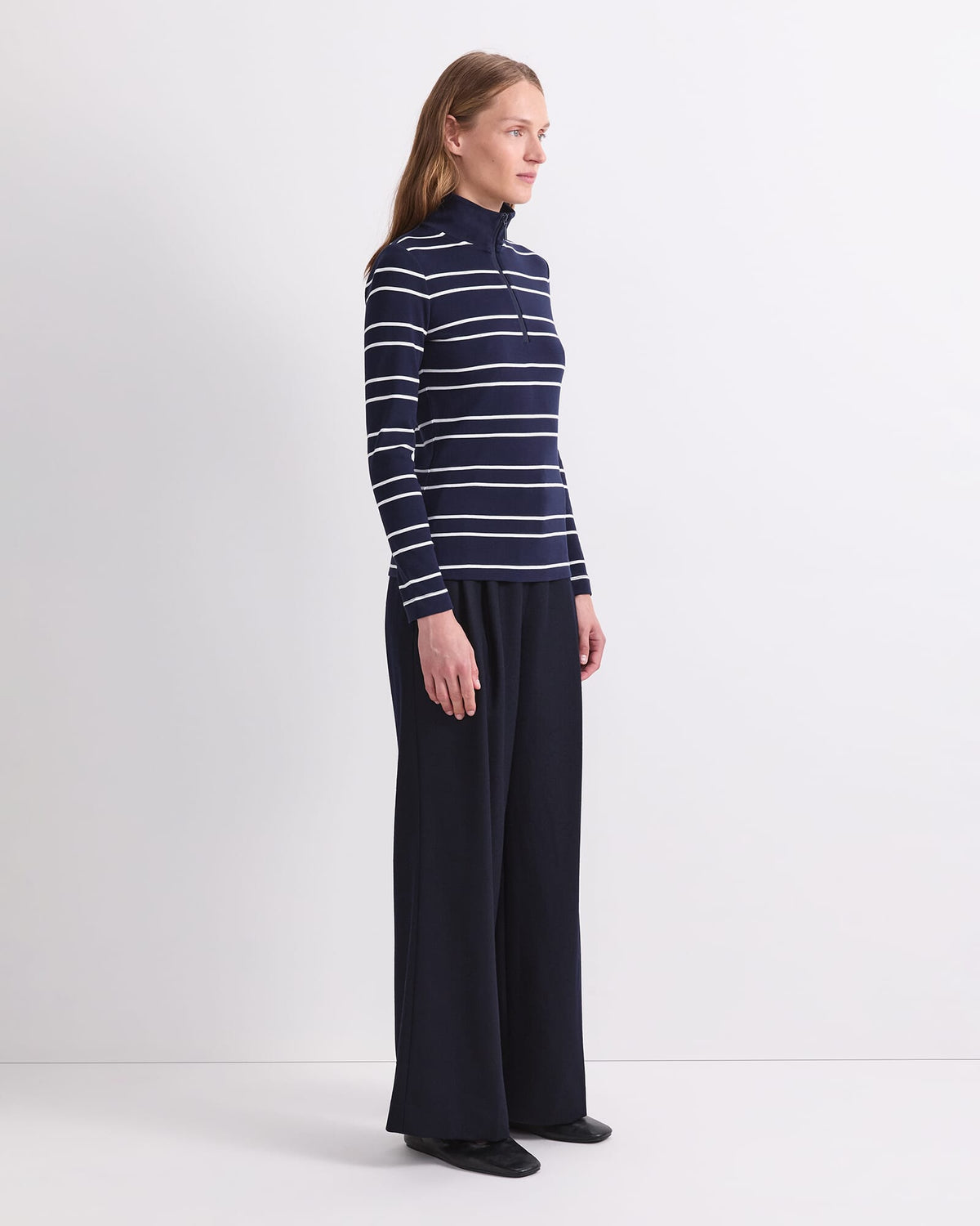 Lucy Stripe Zip Funnel Neck