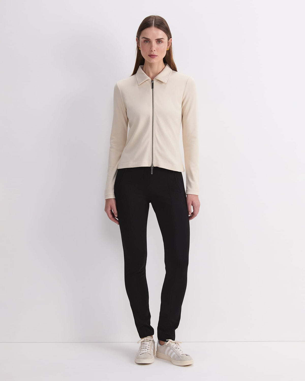 Long Sleeve Zip Through Top