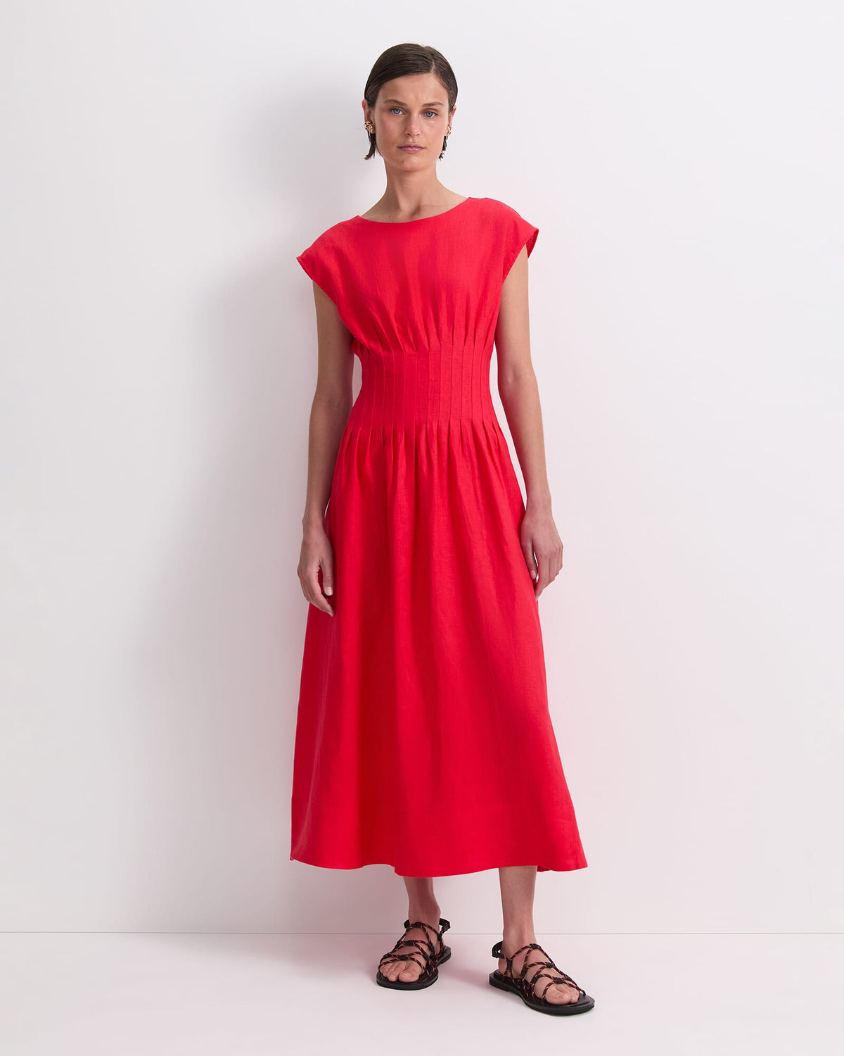 Ariana Pintuck Linen Dress