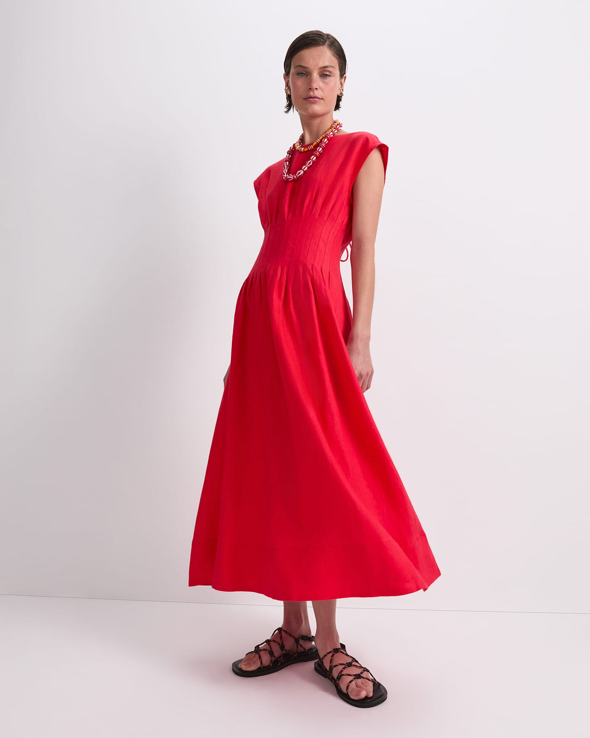 Ariana Pintuck Linen Dress
