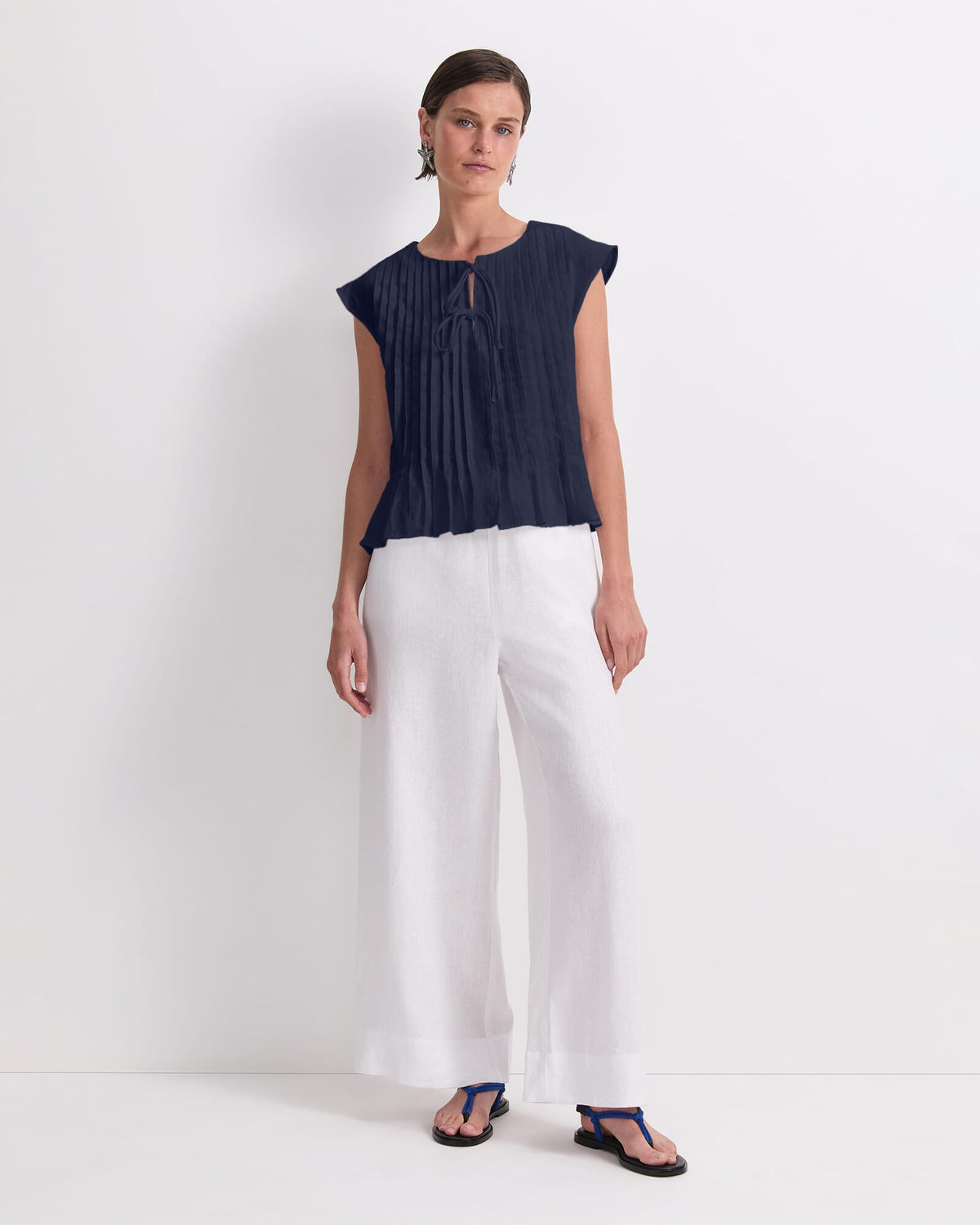 Ariana Pintuck Linen Blouse