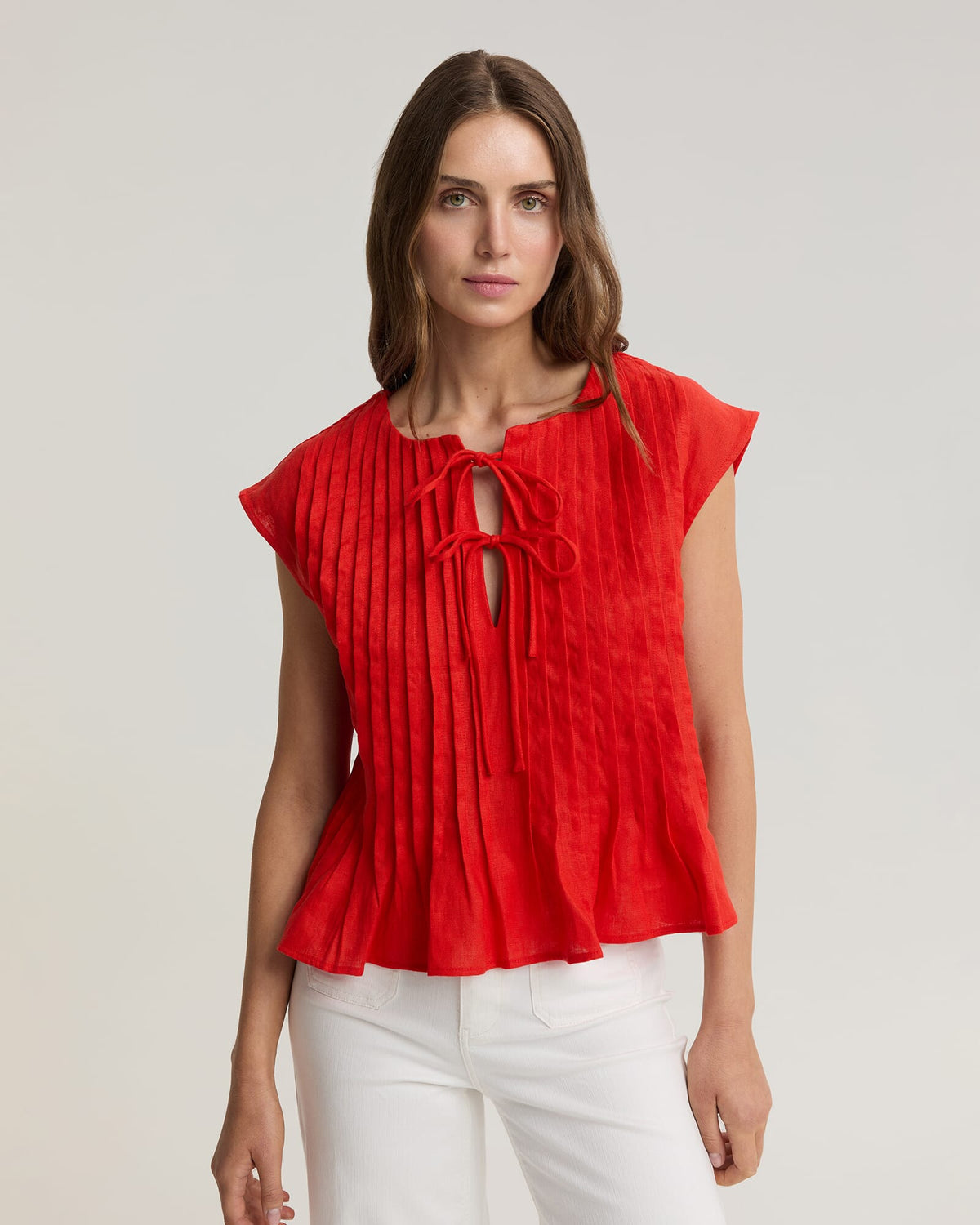 Ariana Pintuck Linen Blouse