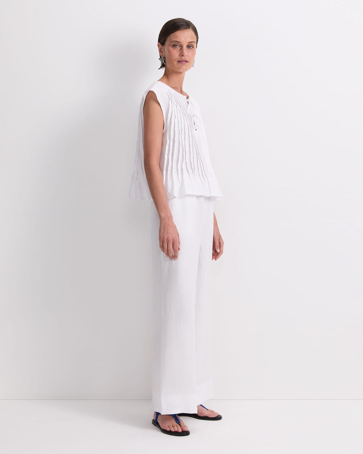 Ariana Pintuck Linen Blouse