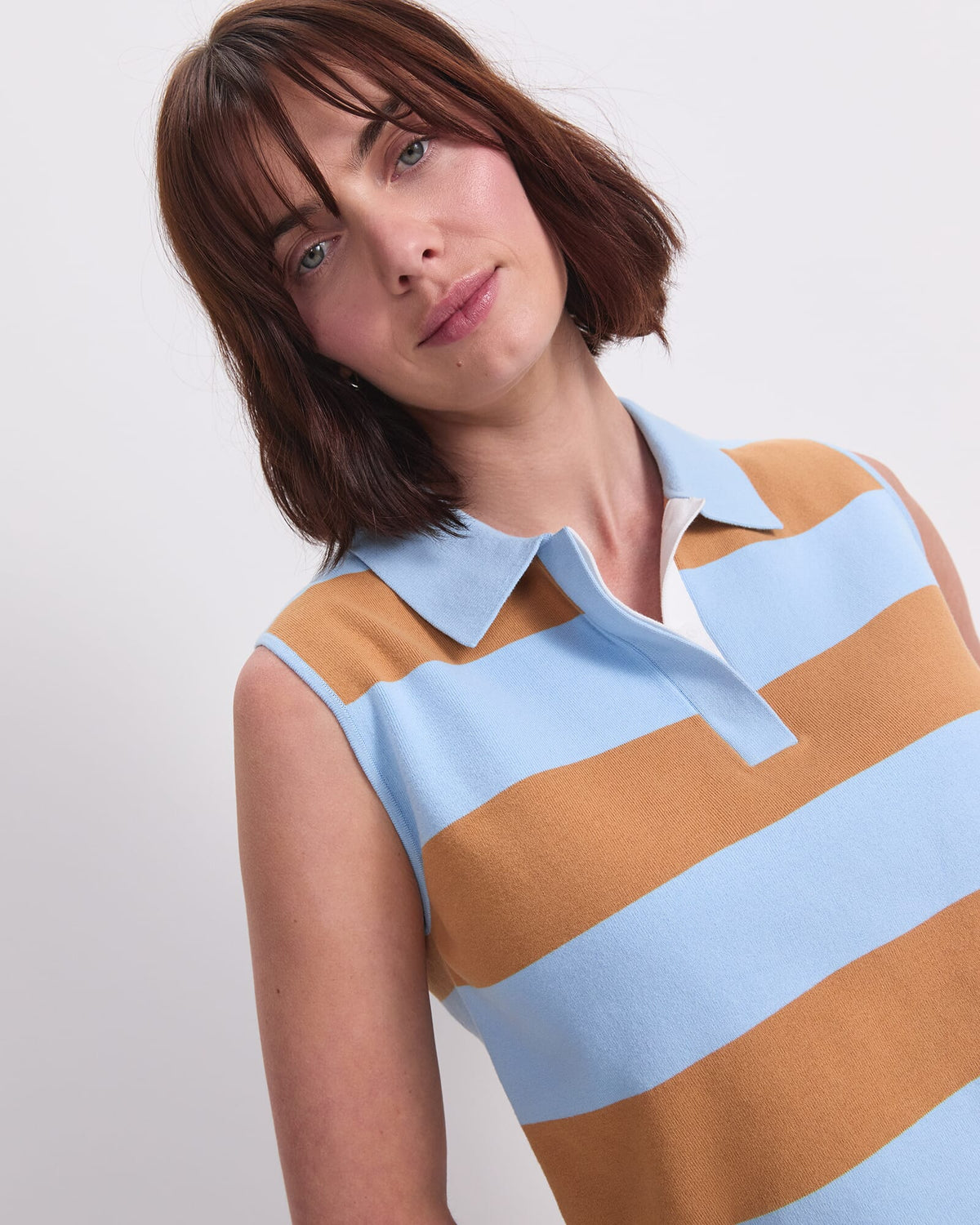 Knit Sleeveless Polo Tank