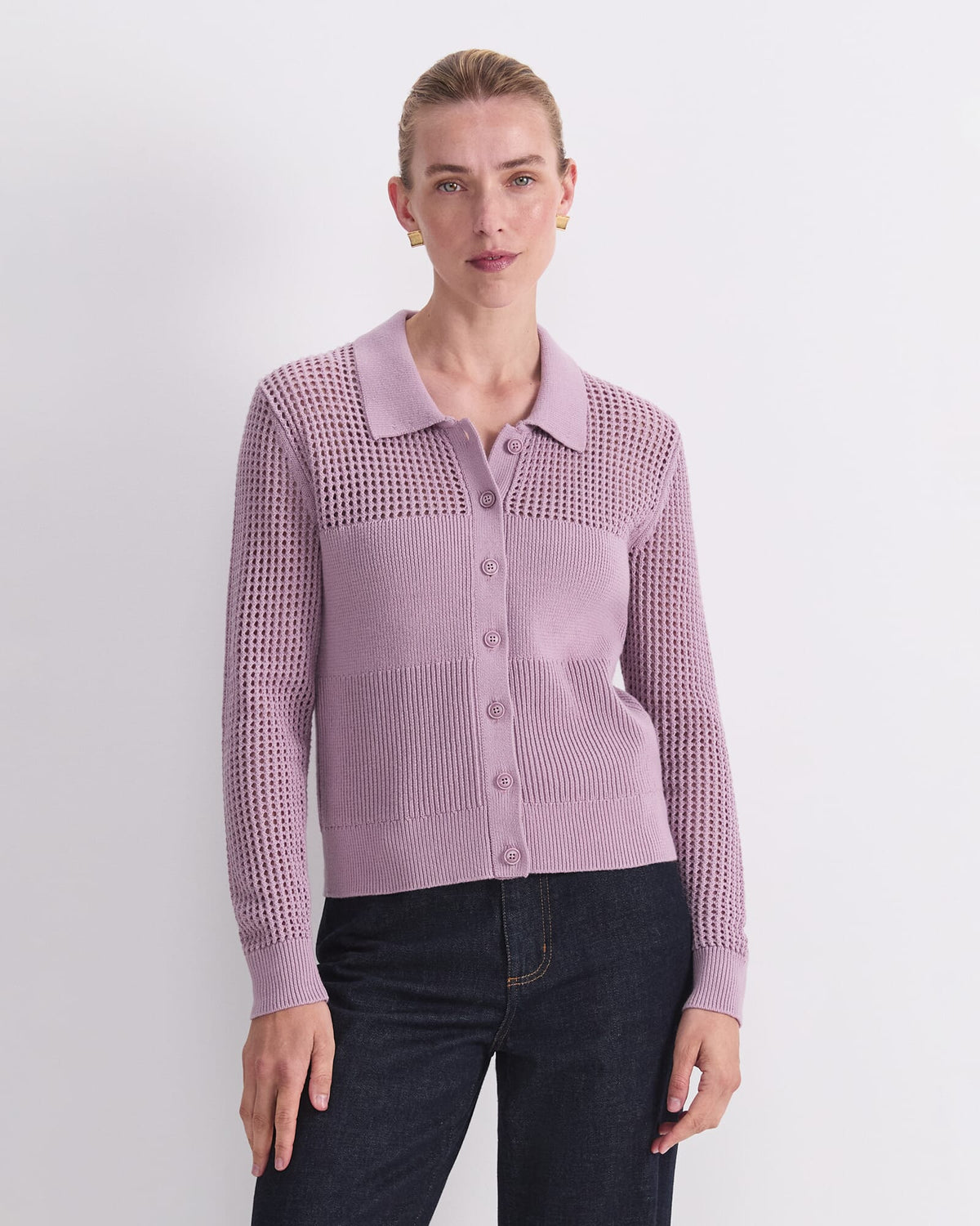 Elka Pointelle Shirt Cardigan