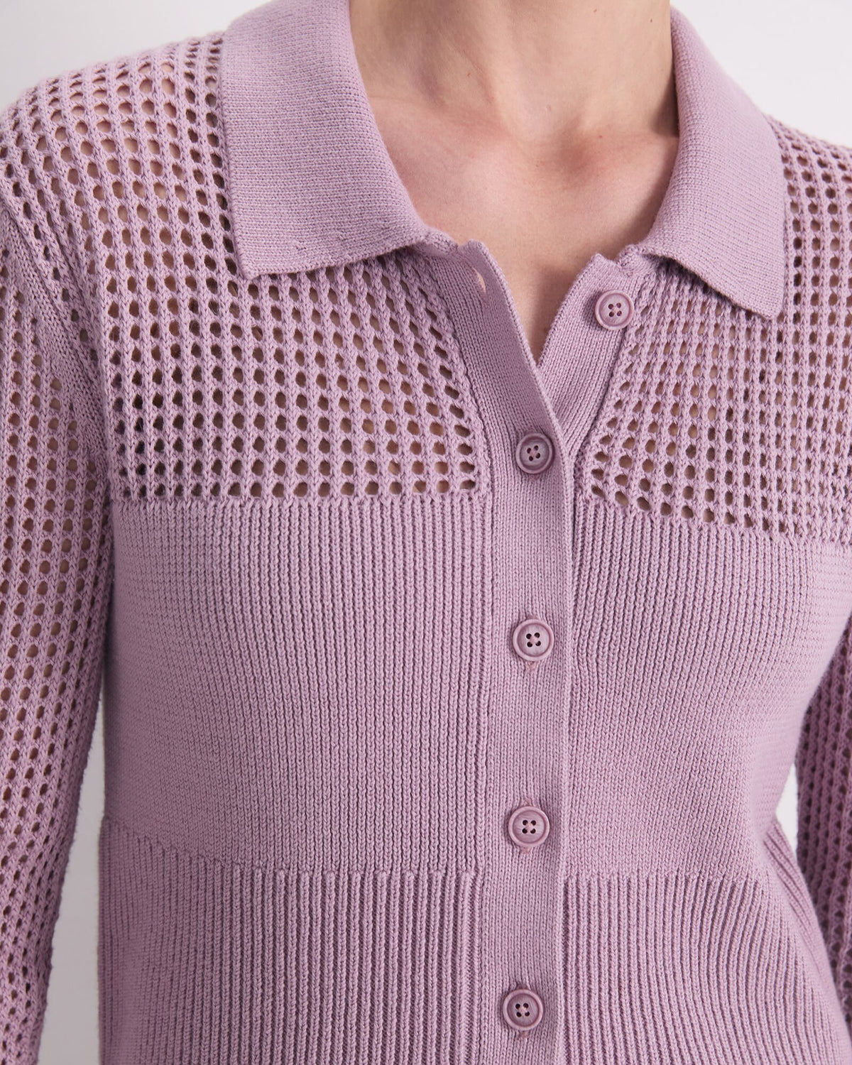 Elka Pointelle Shirt Cardigan
