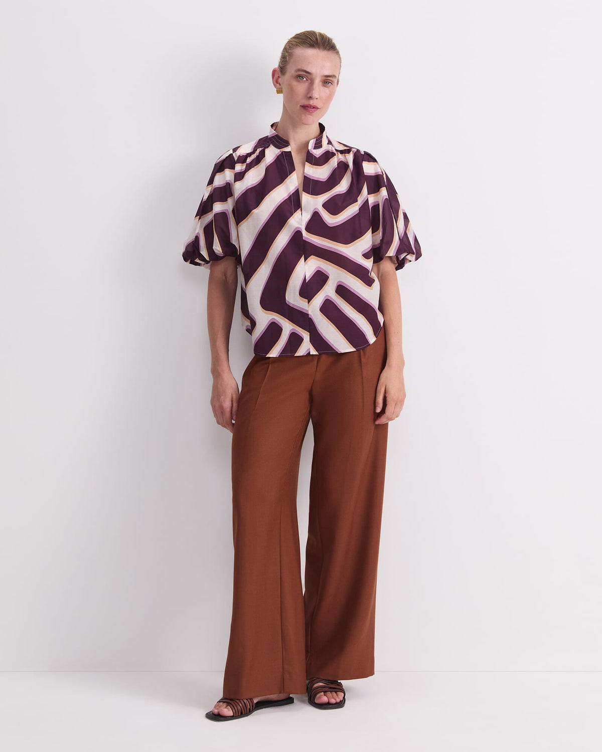 Penny Short Sleeve Cotton Silk Blouse