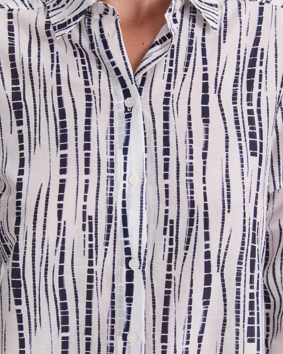Stripe Cotton Silk Long Sleeve Shirt